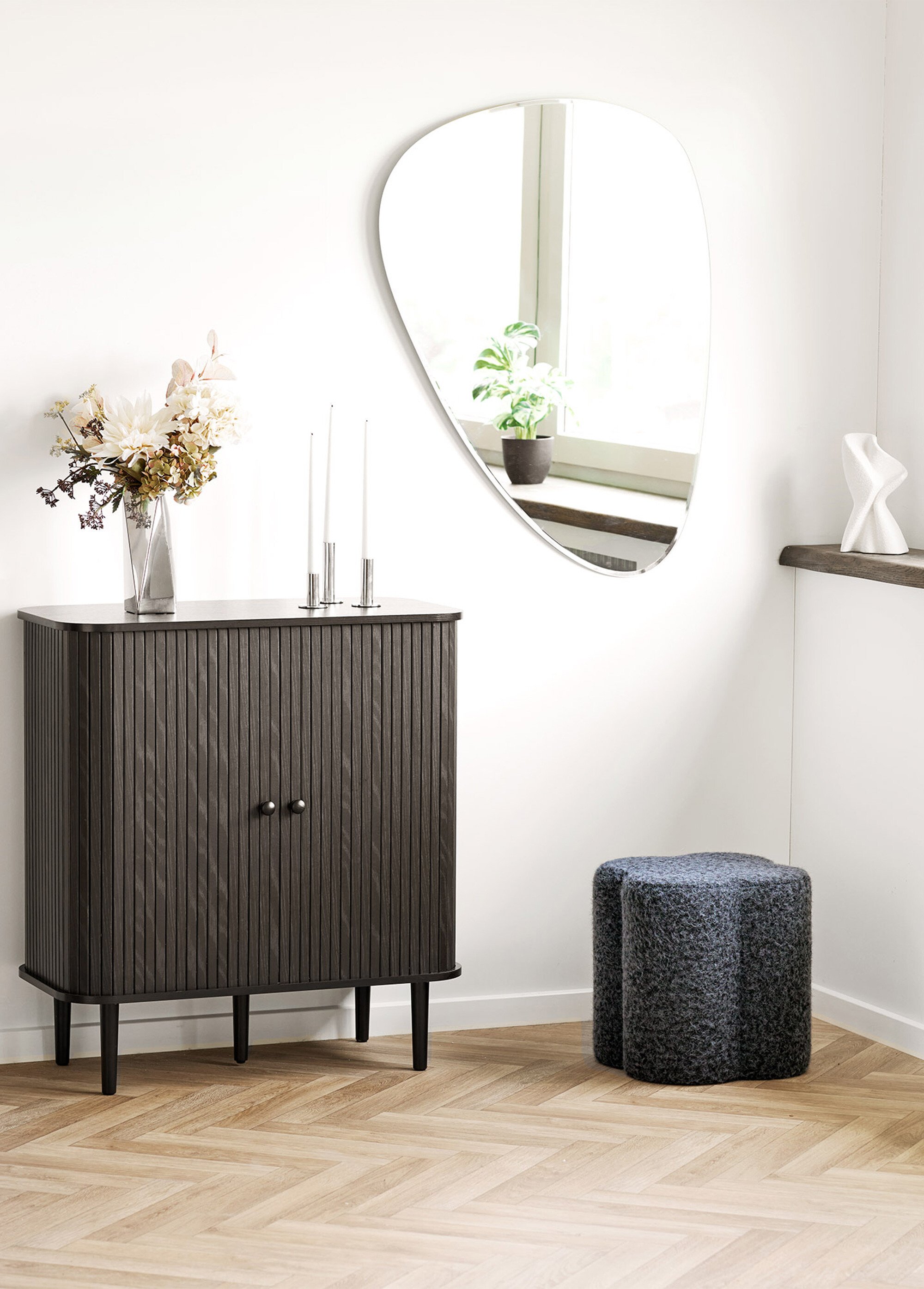 Pouf forme trèfle en bouclette DURBAN BLEU HN-1501092 SI1