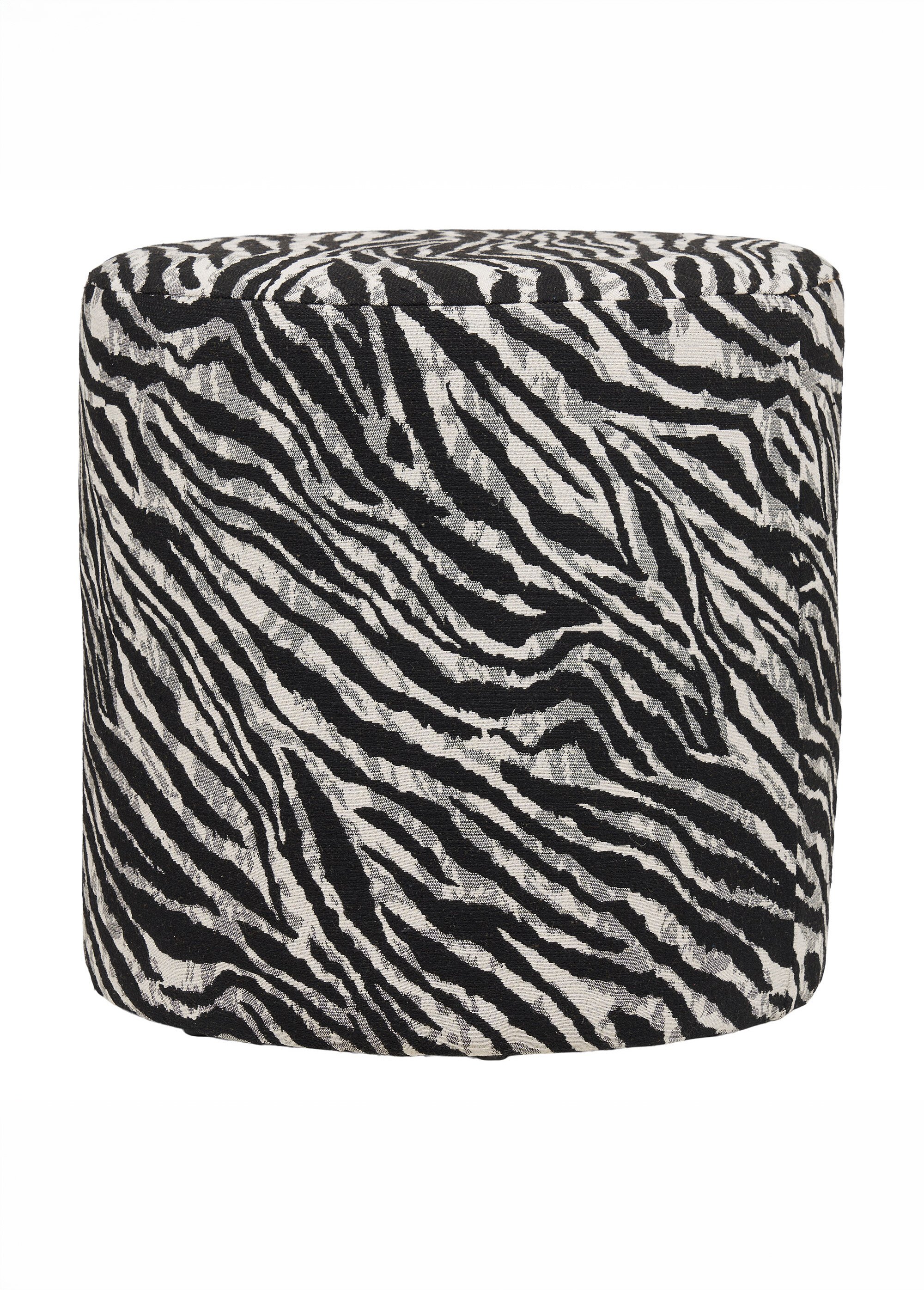 Pouf jacquard imprimé zèbre KIMBERLEY NOIR HN-1501093 DE1