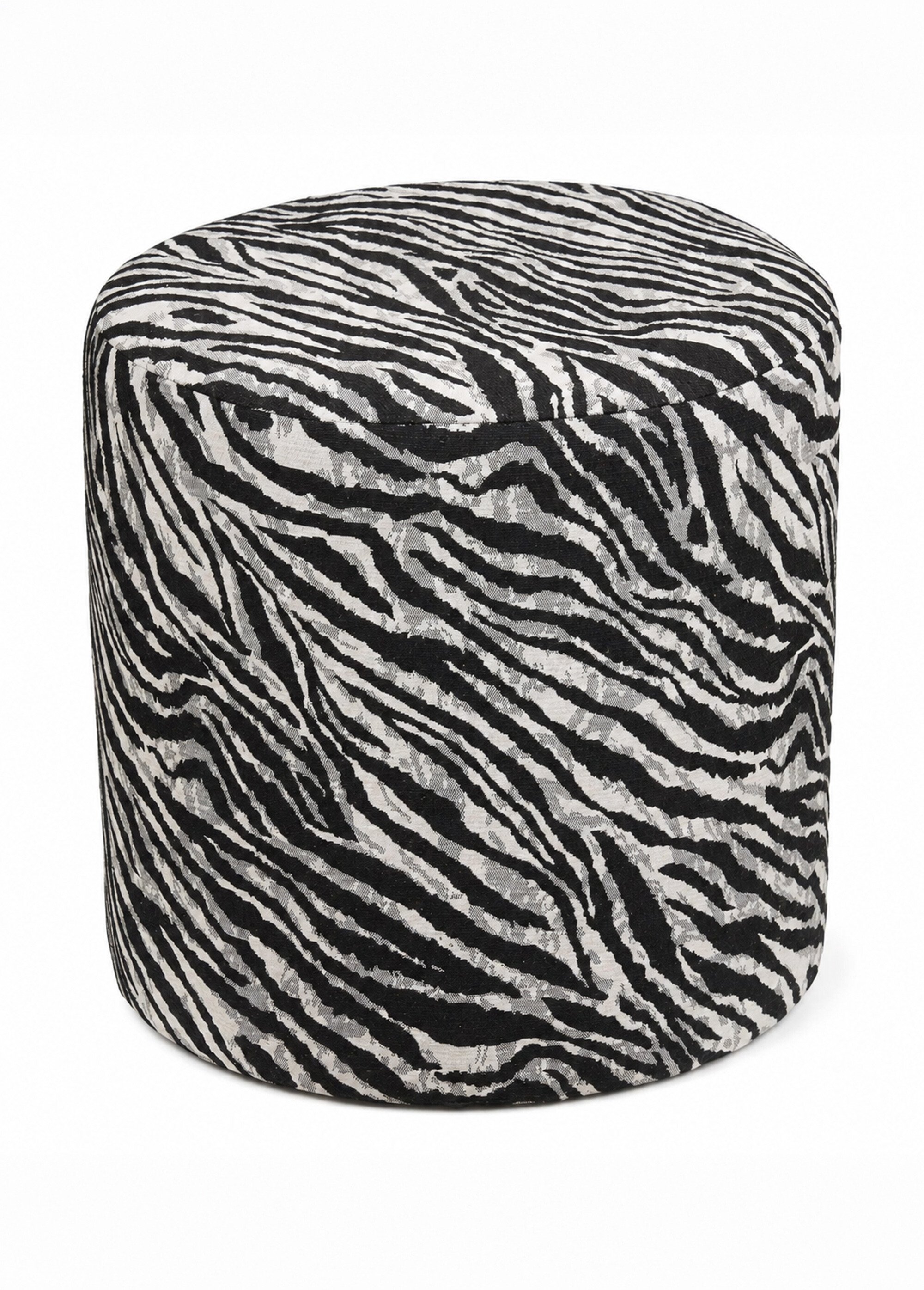 Pouf jacquard imprimé zèbre KIMBERLEY NOIR HN-1501093 FA1
