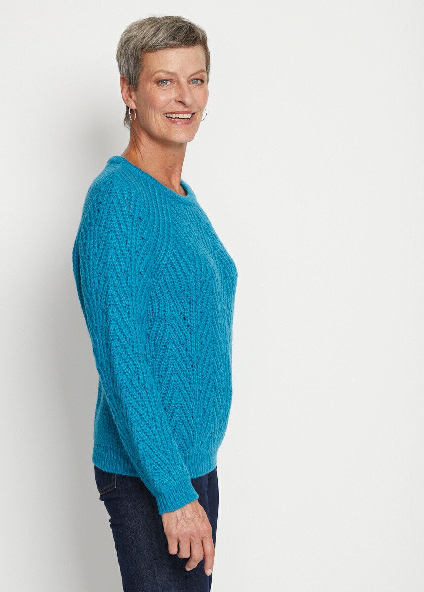 Pull maille côtelée fantaisie Femme Bleu PALINO DR1