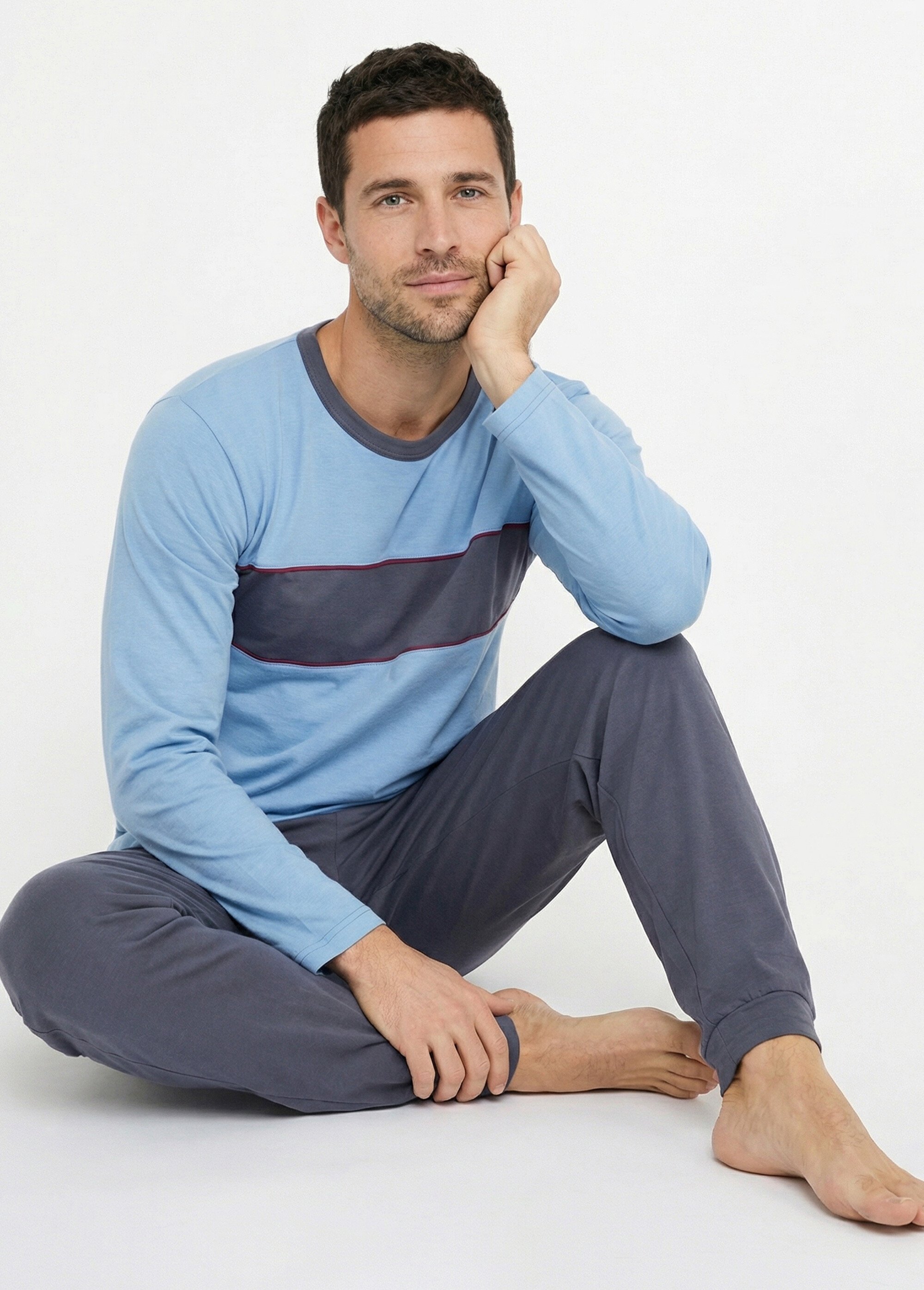 Pyjama coton bicolore Homme Bleu IGORA MV1