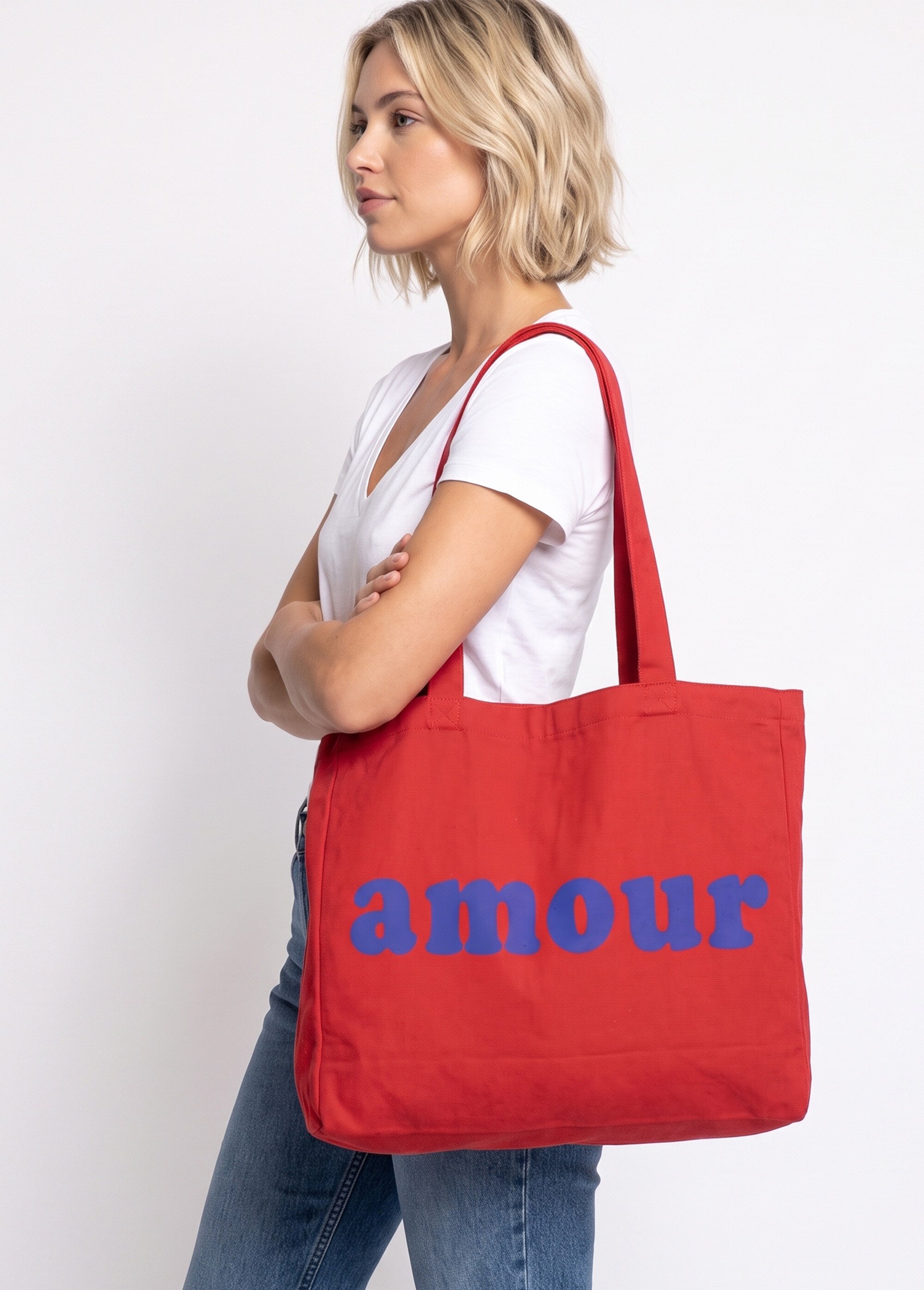 Sac en toile canvas message Amour Femme Rouge JB-SAC020AM SI1