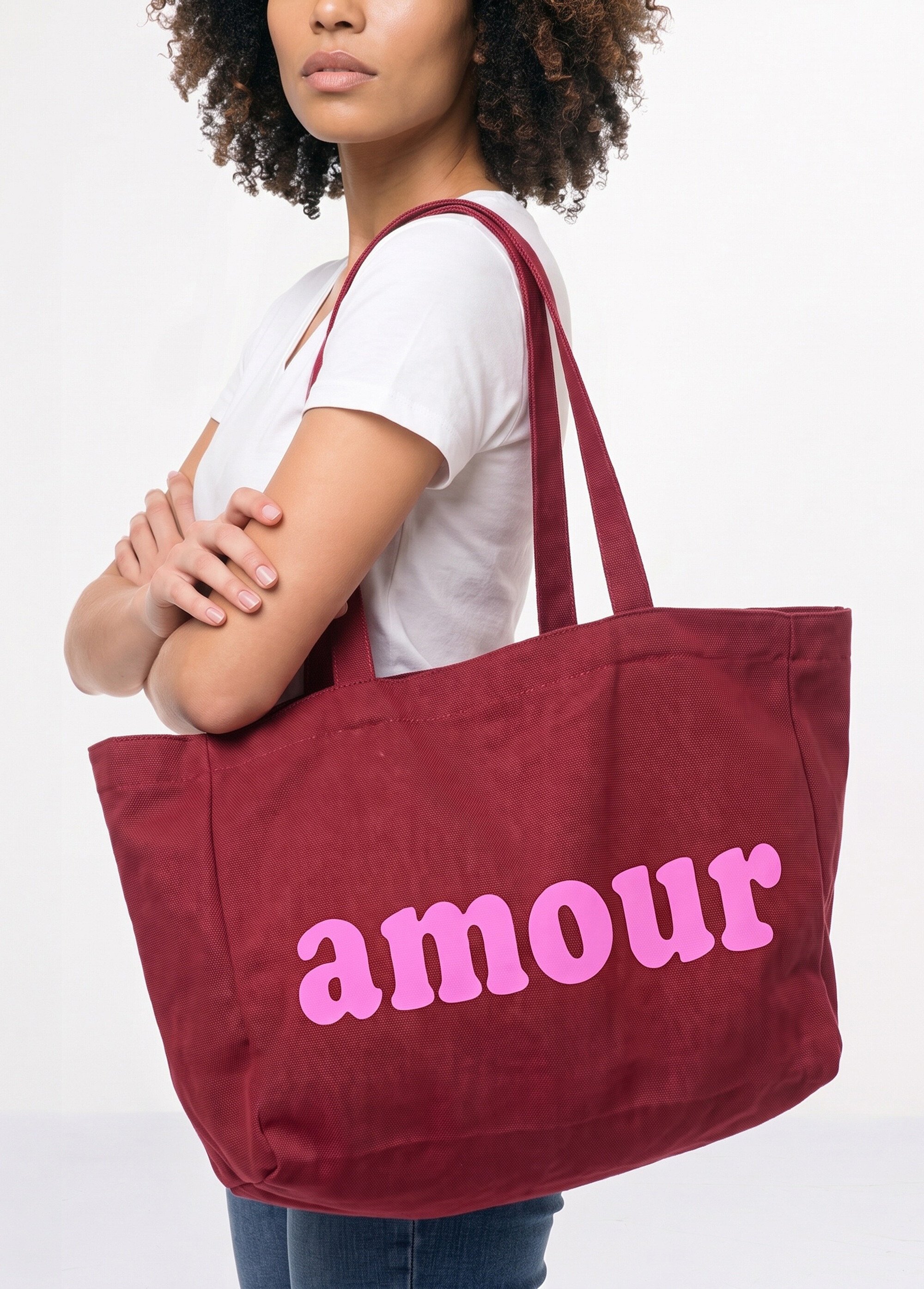 Sac en toile canvas message Amour Femme Rouge JB-SAC020AM SI1