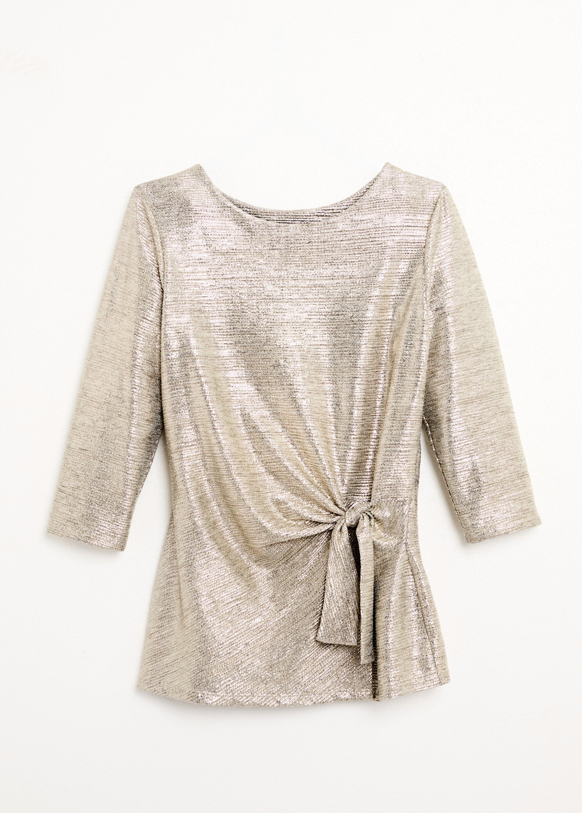 T-shirt long doré effet noué manches 3/4 Femme Doré CAMY AP1