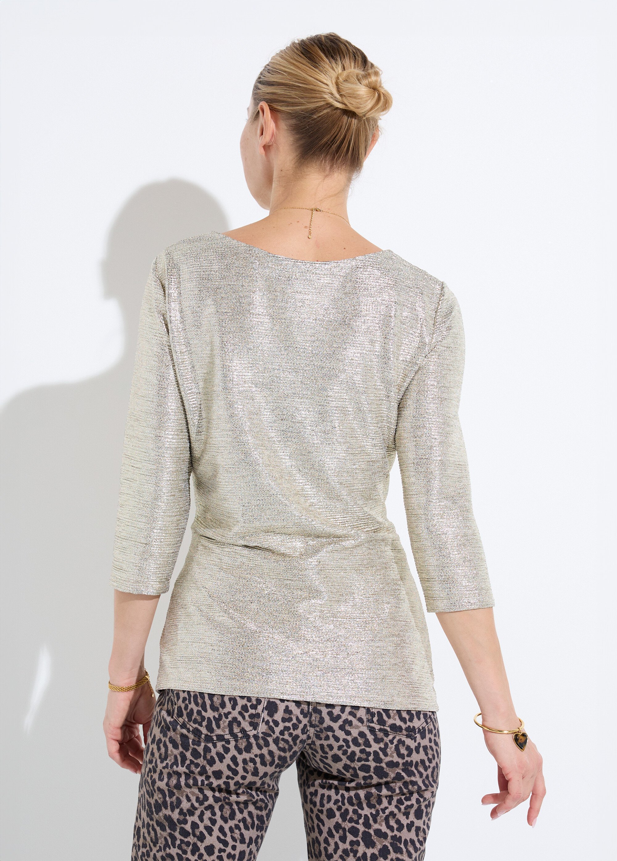 T-shirt long doré effet noué manches 3/4 Femme Doré CAMY DO1