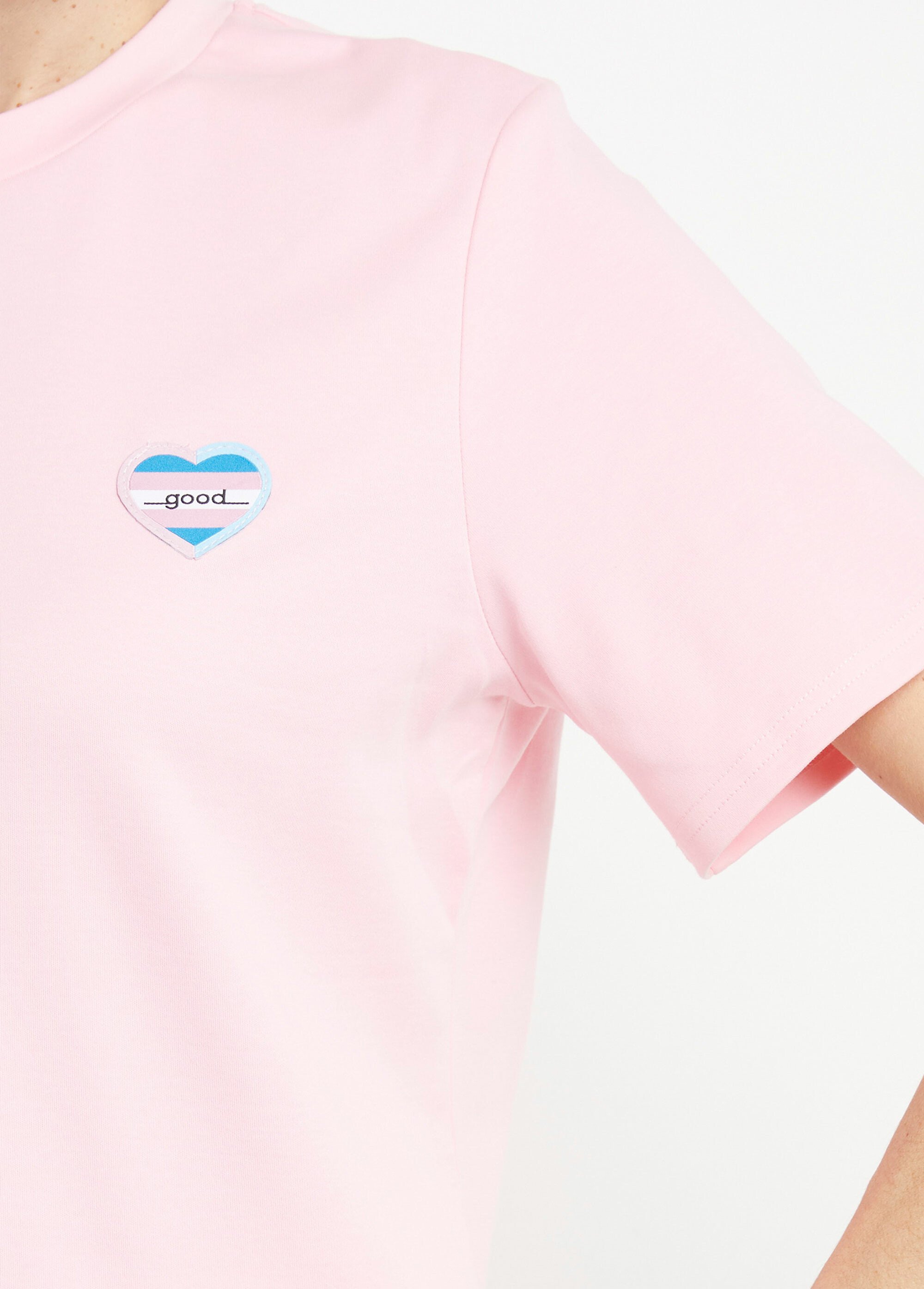 T-shirt manches courtes patch cœur Good Femme Rose PNL-SK13387 DE1