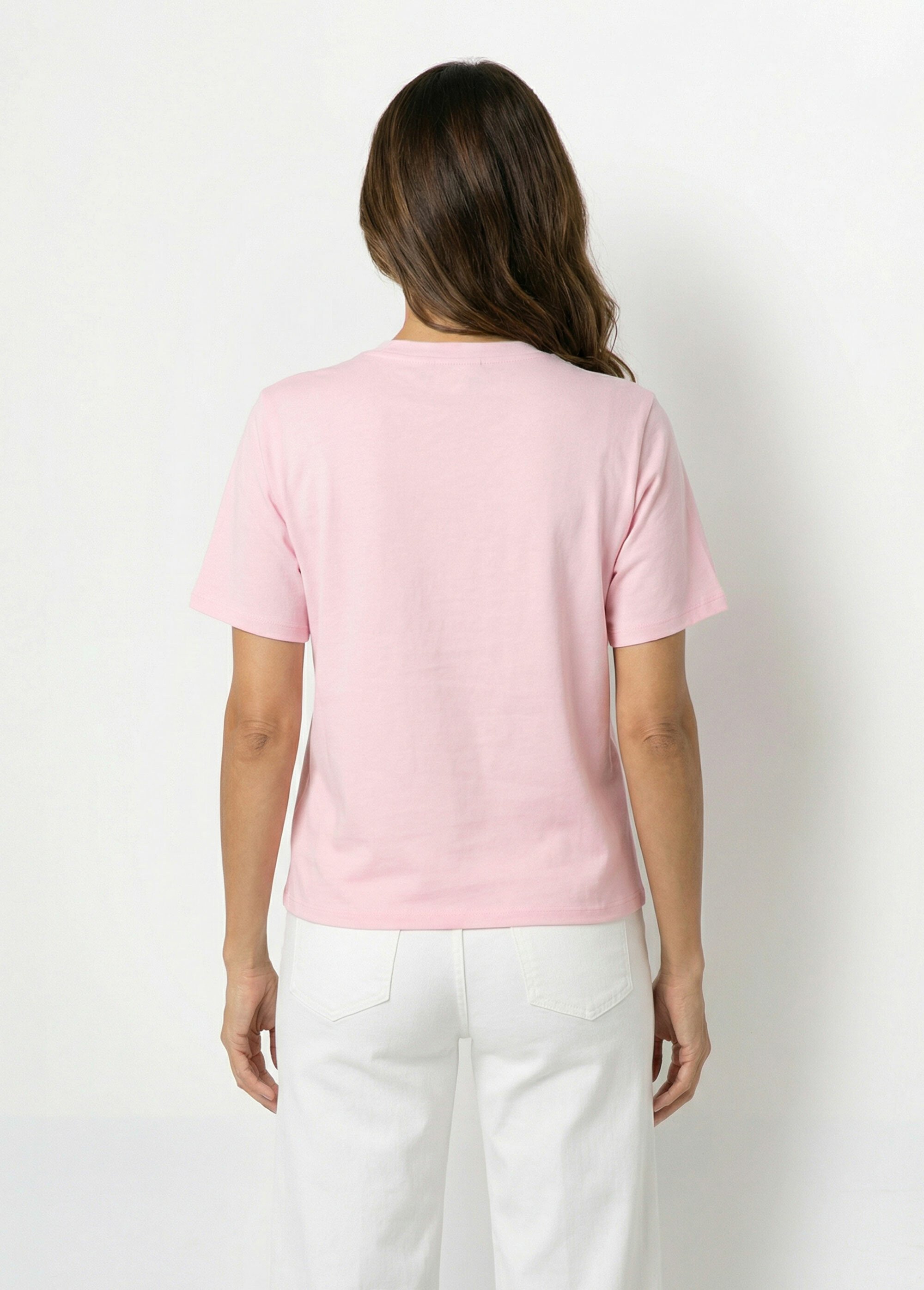 T-shirt manches courtes patch cœur Good Femme Rose PNL-SK13387 DO1