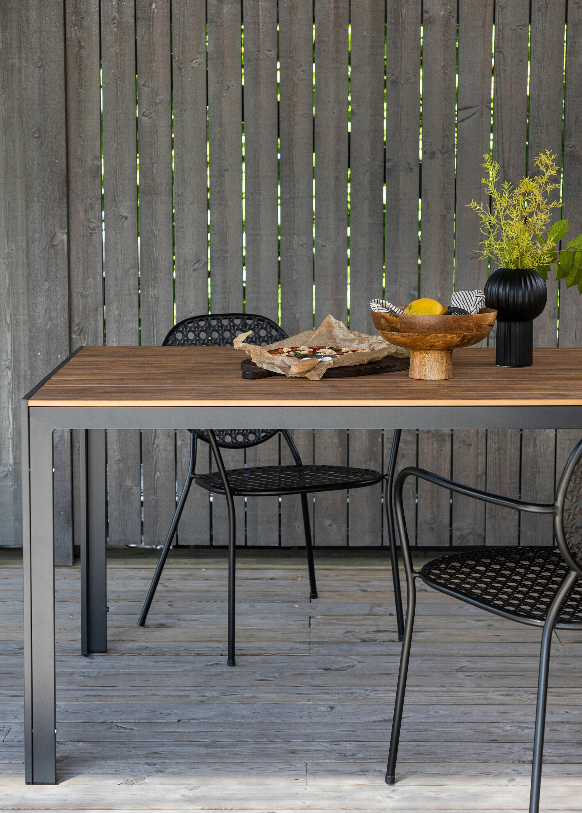 Table de jardin aluminium, dessus bois NOIR VEN-6091-408 SI1