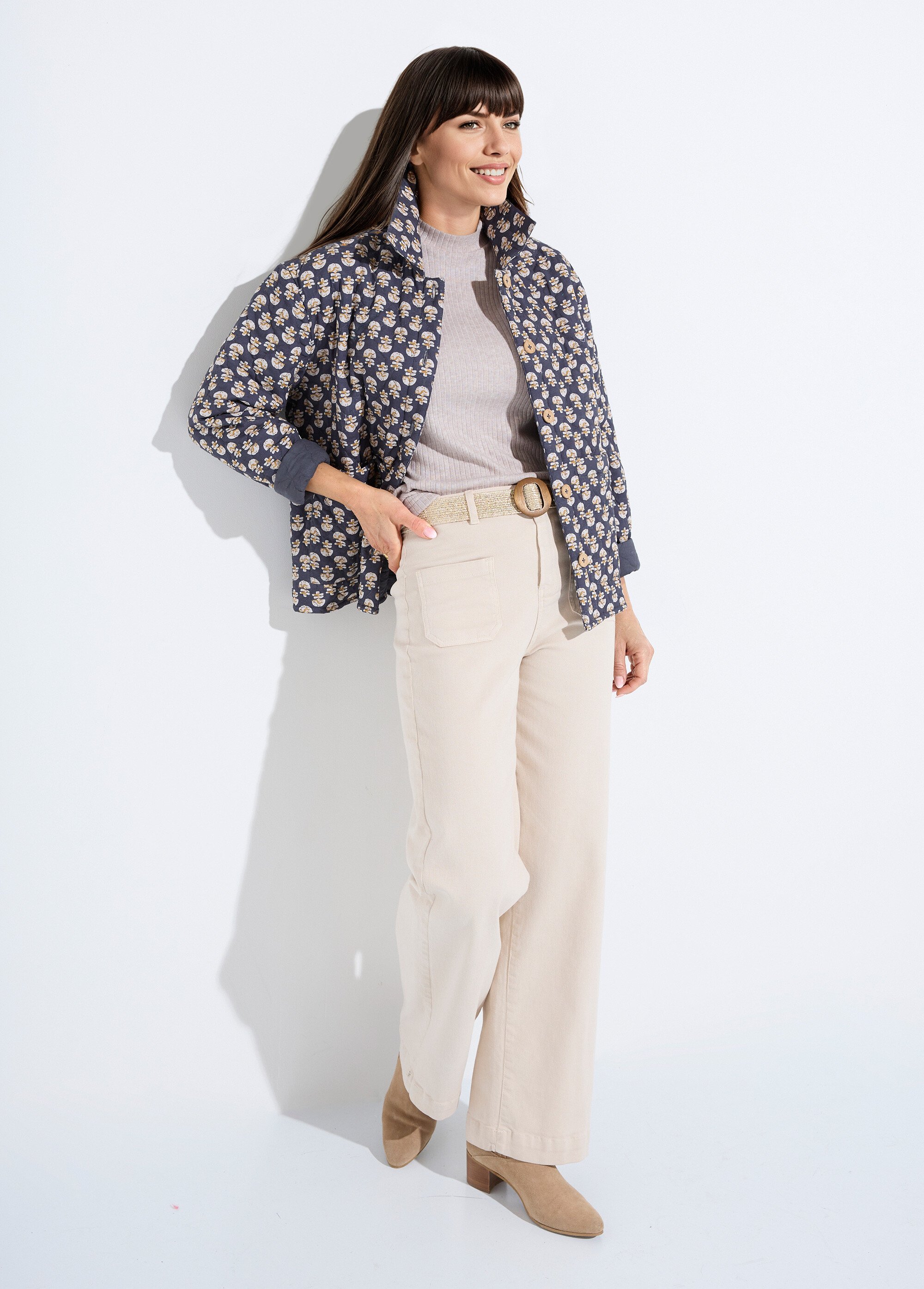 Veste boutonnée matelassée imprimée Femme Gris TEREZA SI1