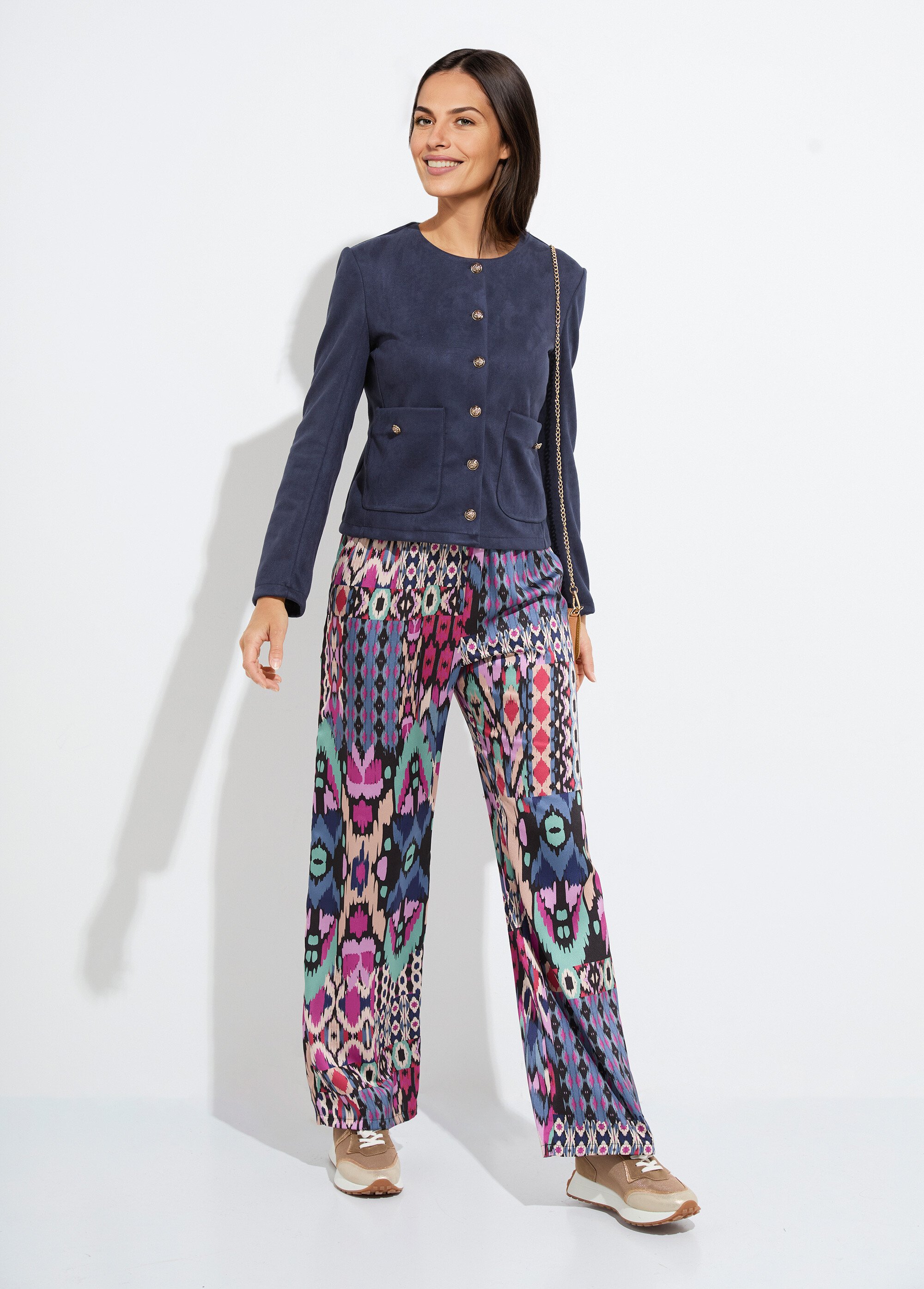 Veste sans col boutonnée courte marine Femme Bleu TIANA SF2