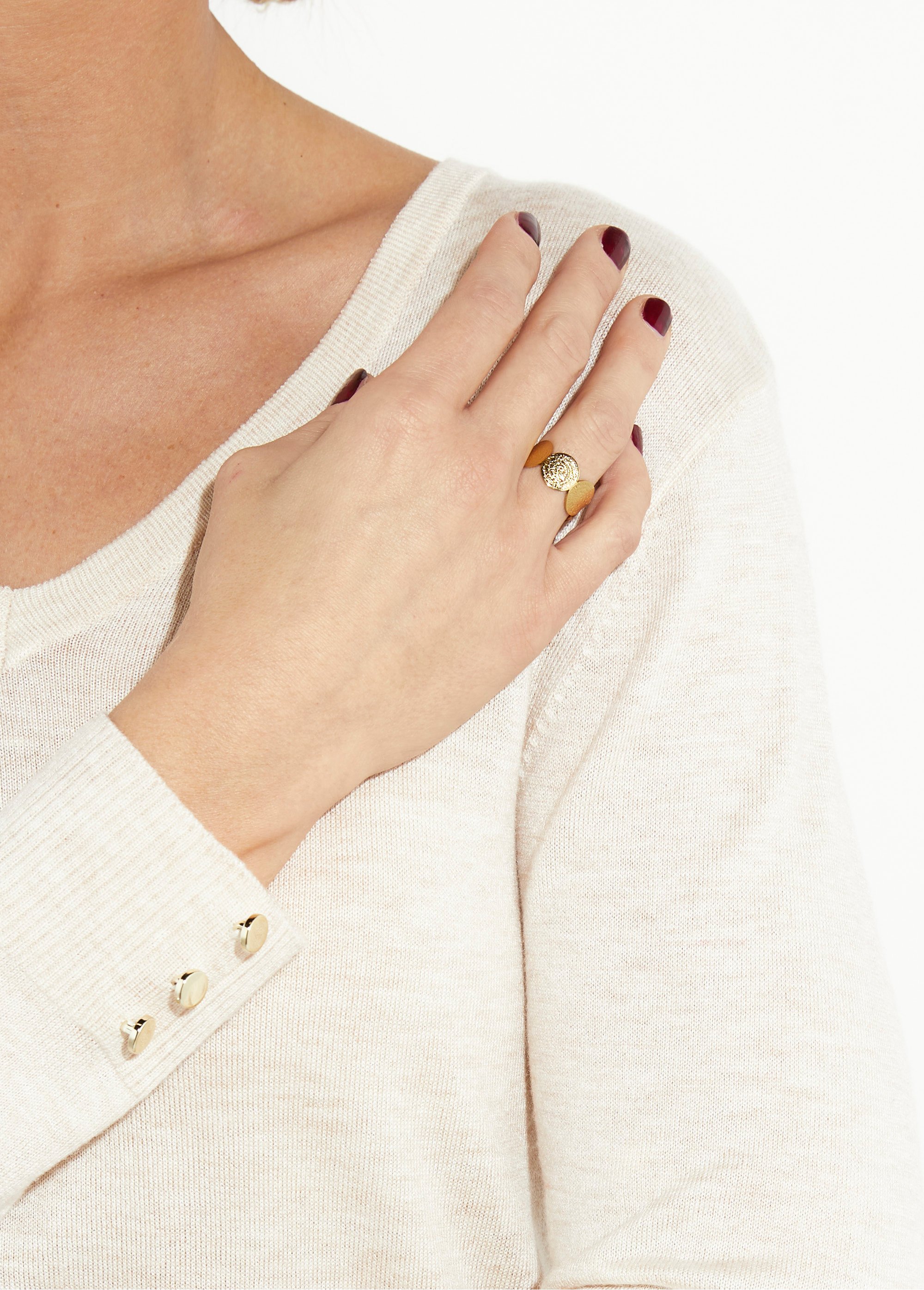 Bague acier inox avec motifs martelés