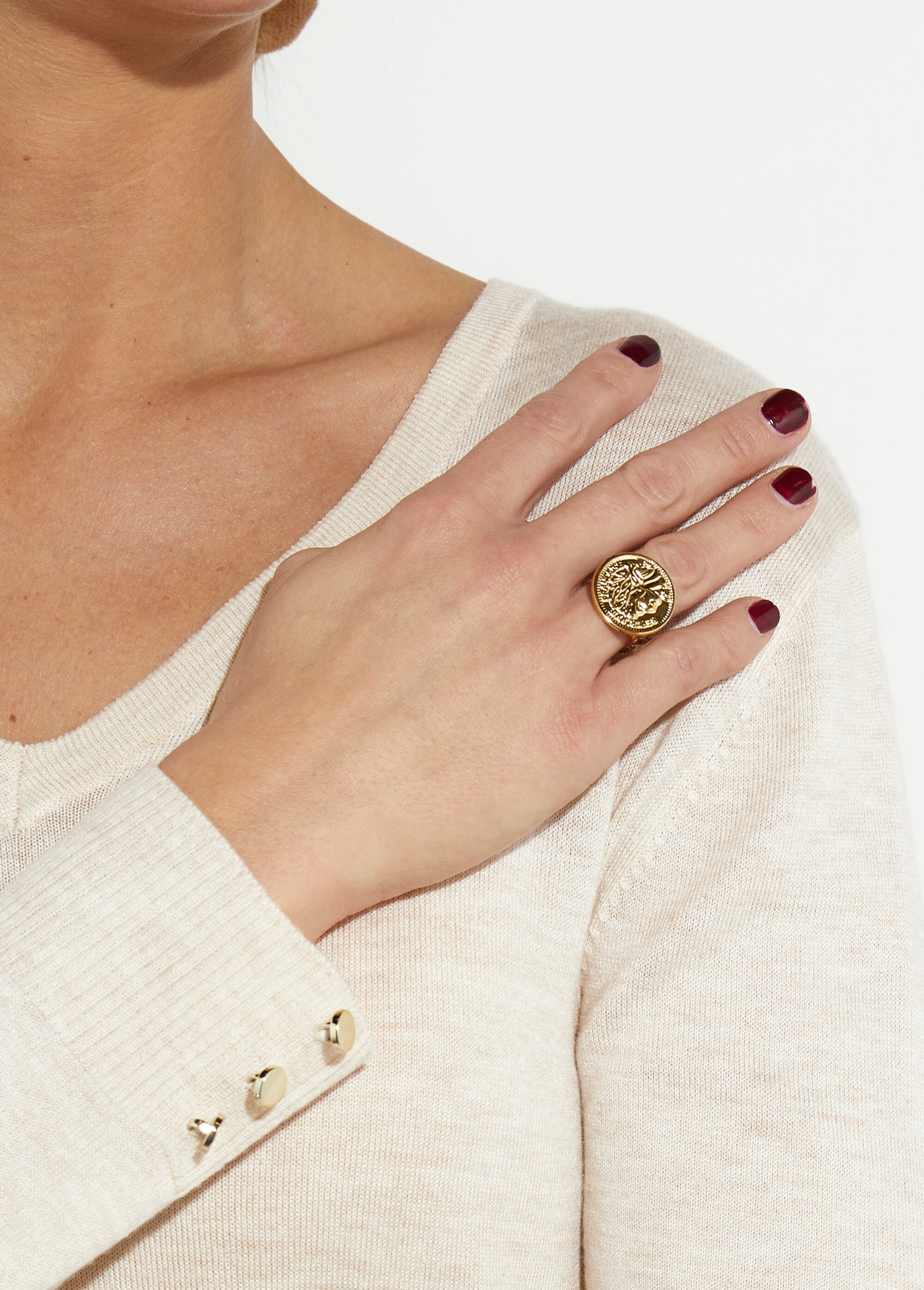 Bague acier inox pièce de monnaie