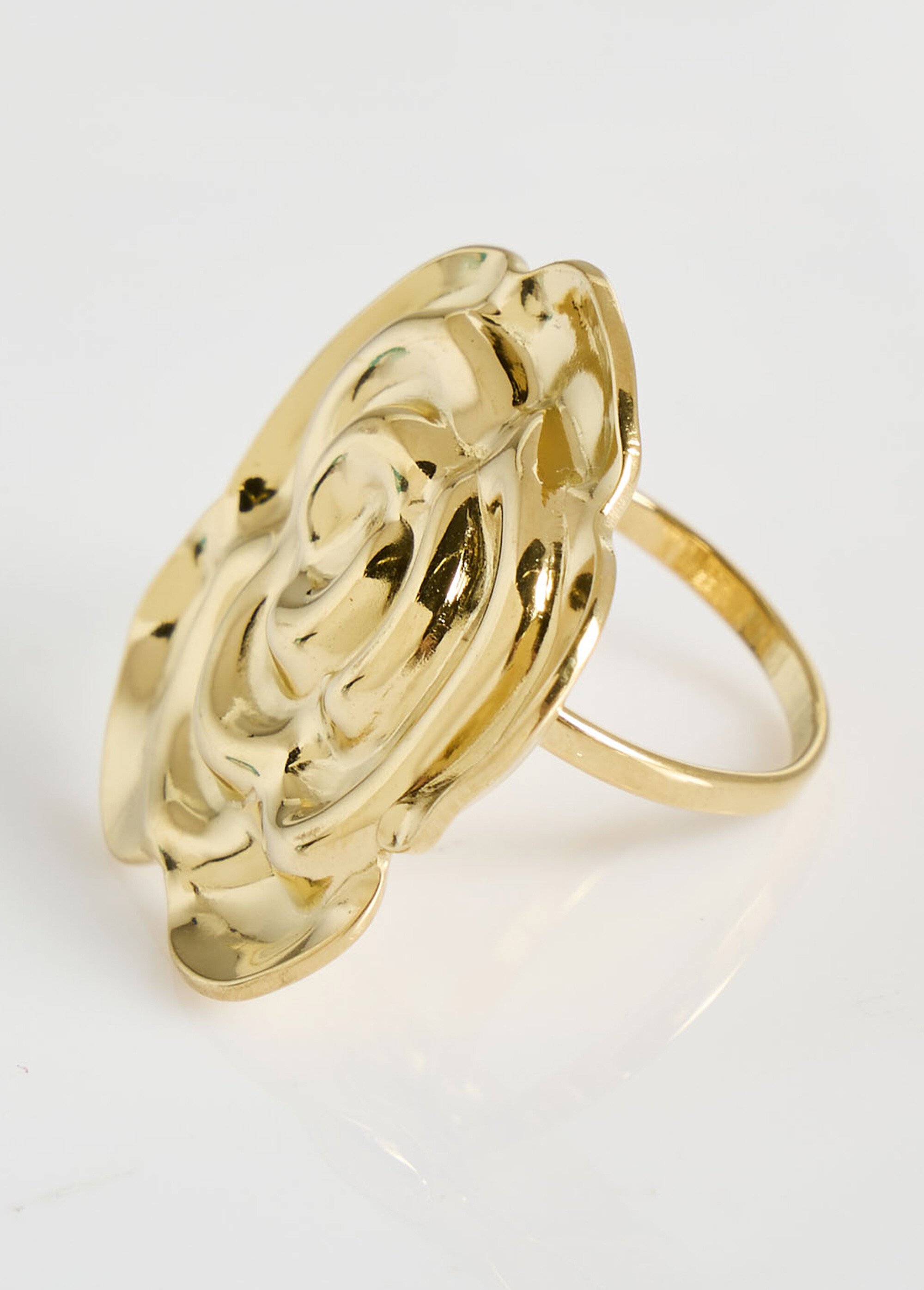 Bague motif fleur en acier inox Doré L08-818 DE1