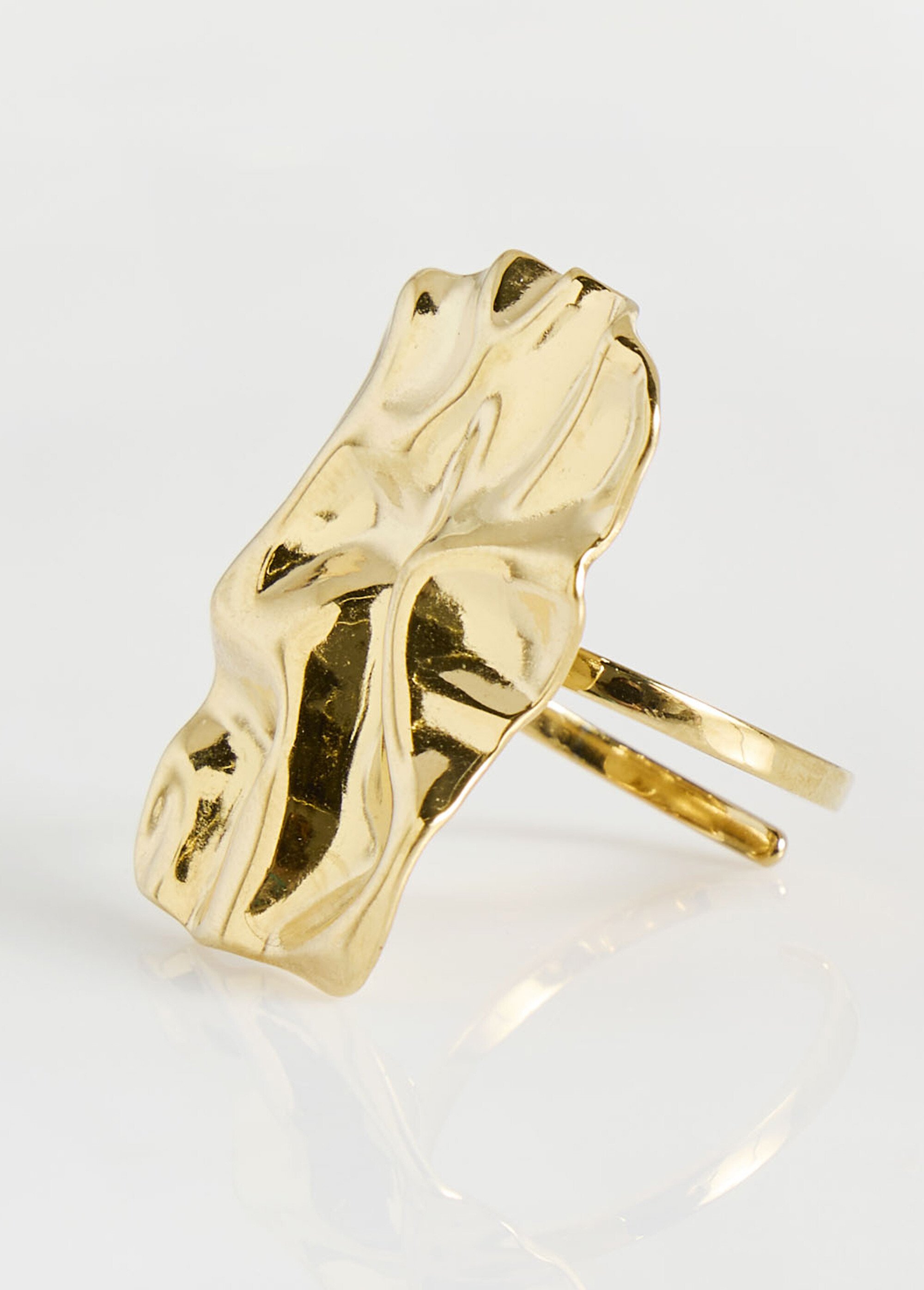 Bague motif froissé en acier inox