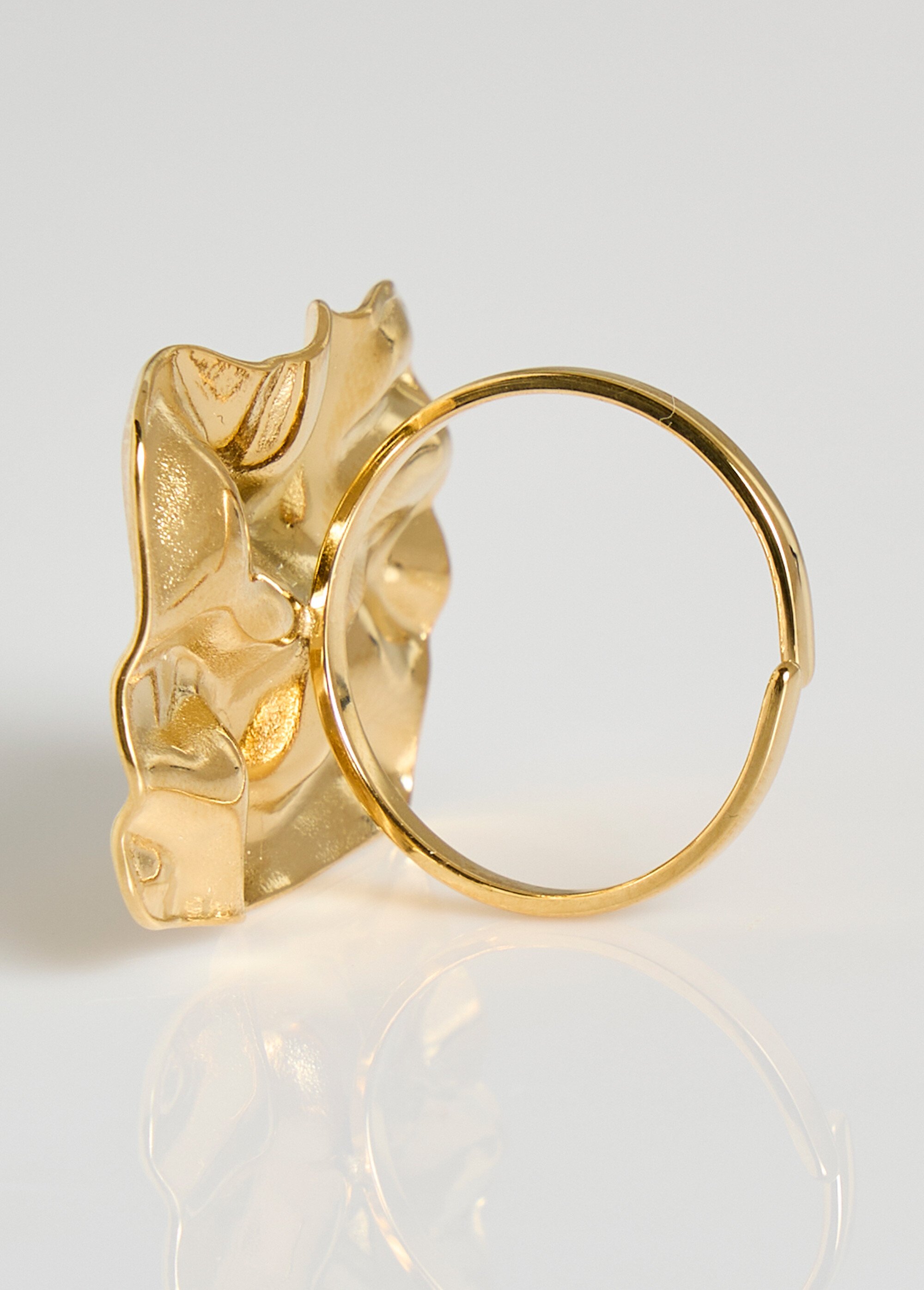 Bague motif froissé en acier inox Doré L08-604 DE2