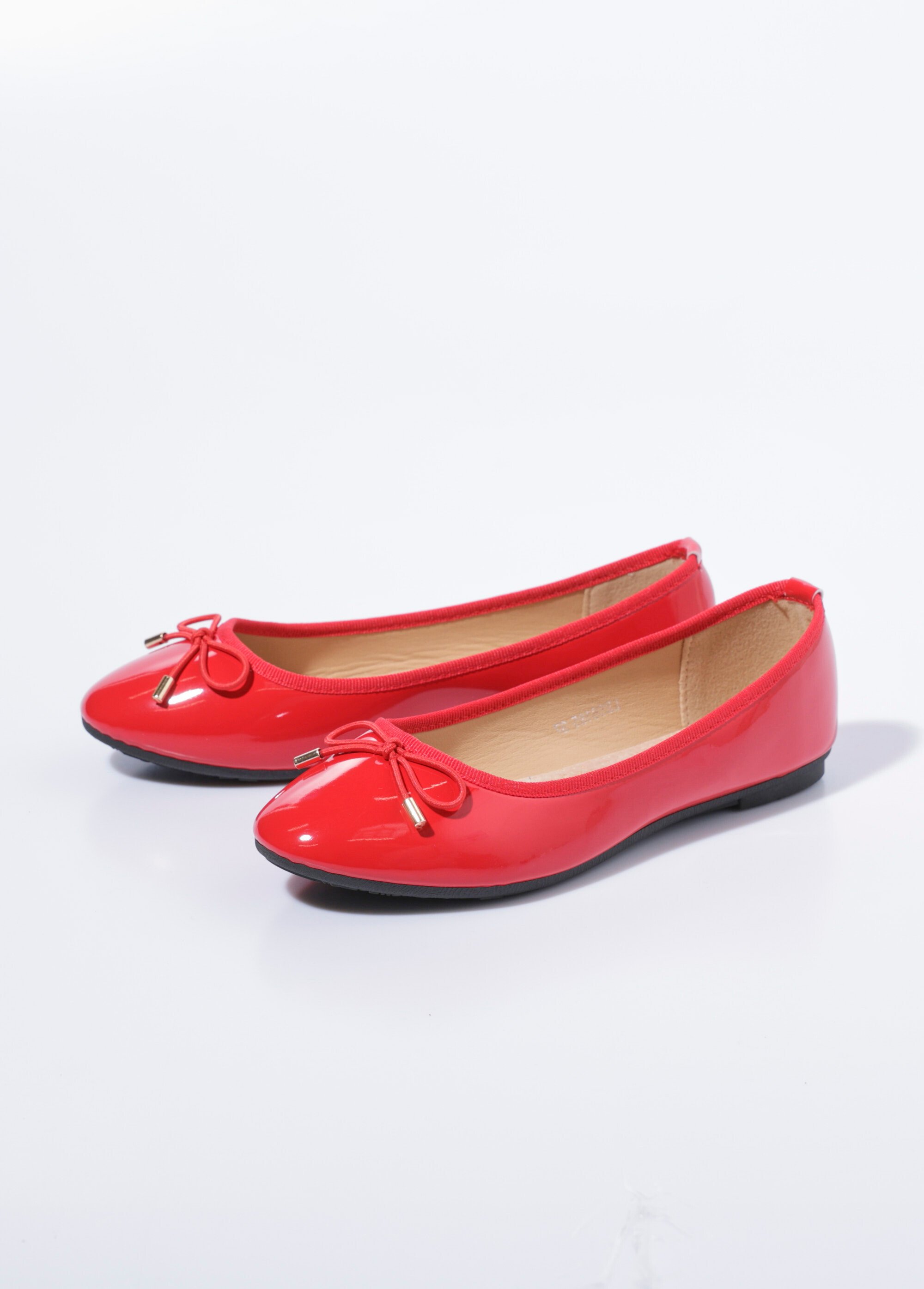Ballerines plates vernies petit nœud Femme Rouge LBS6185 DE1