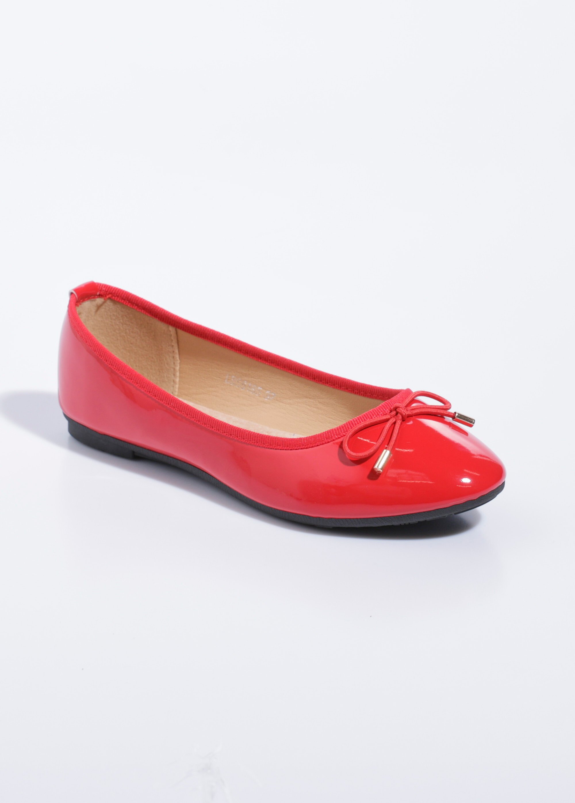 Ballerines plates vernies petit nœud Femme Rouge LBS6185 FA1