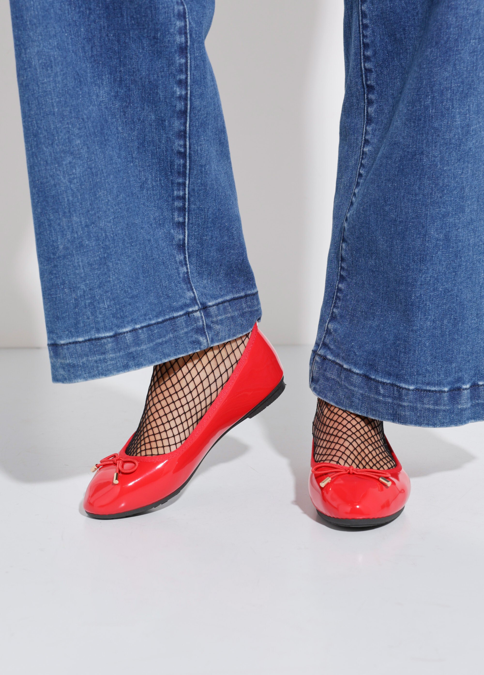 Ballerines plates vernies petit nœud Femme Rouge LBS6185 SF1