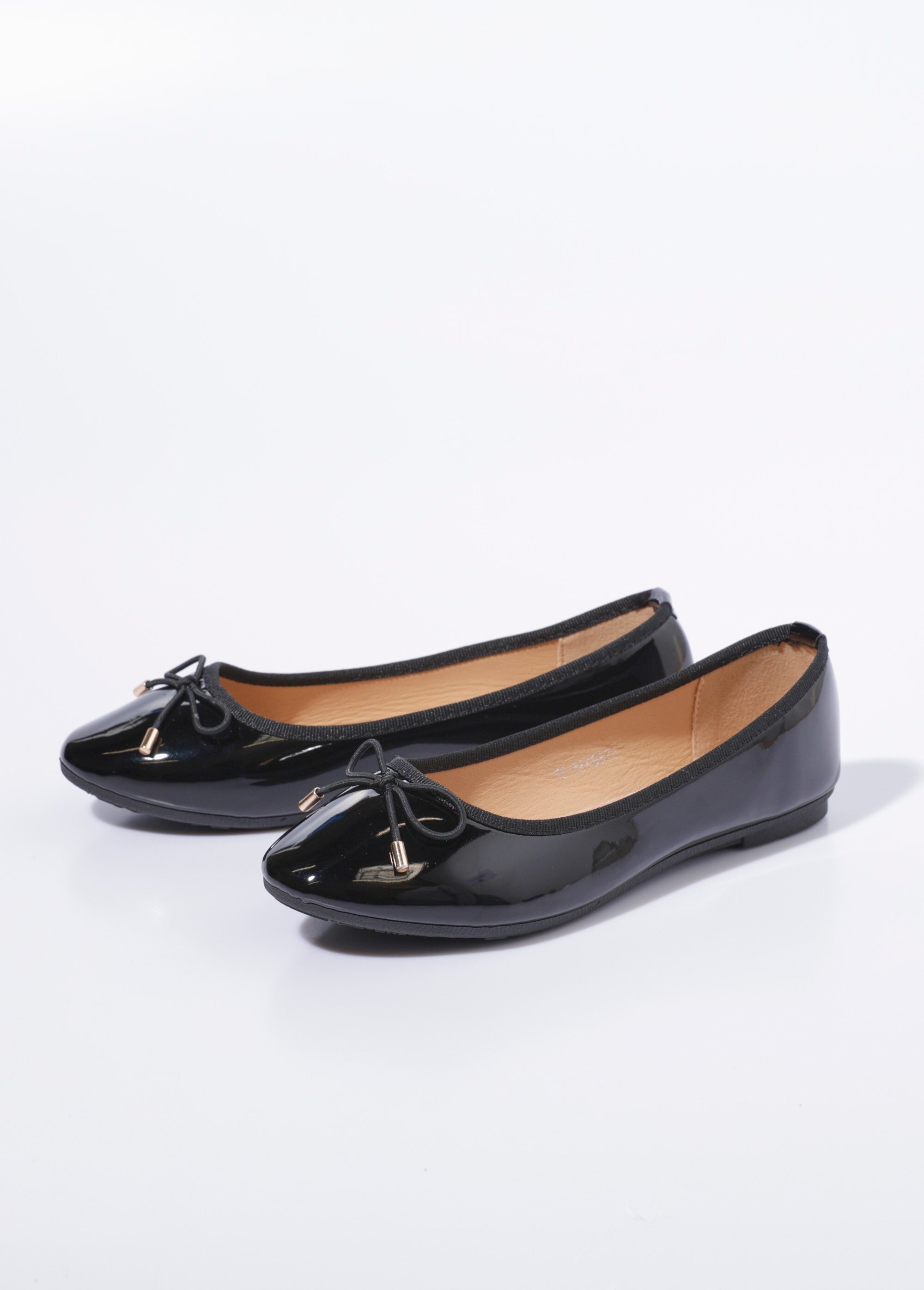 Ballerines plates vernies petit nœud Femme Noir LBS6185 DE1