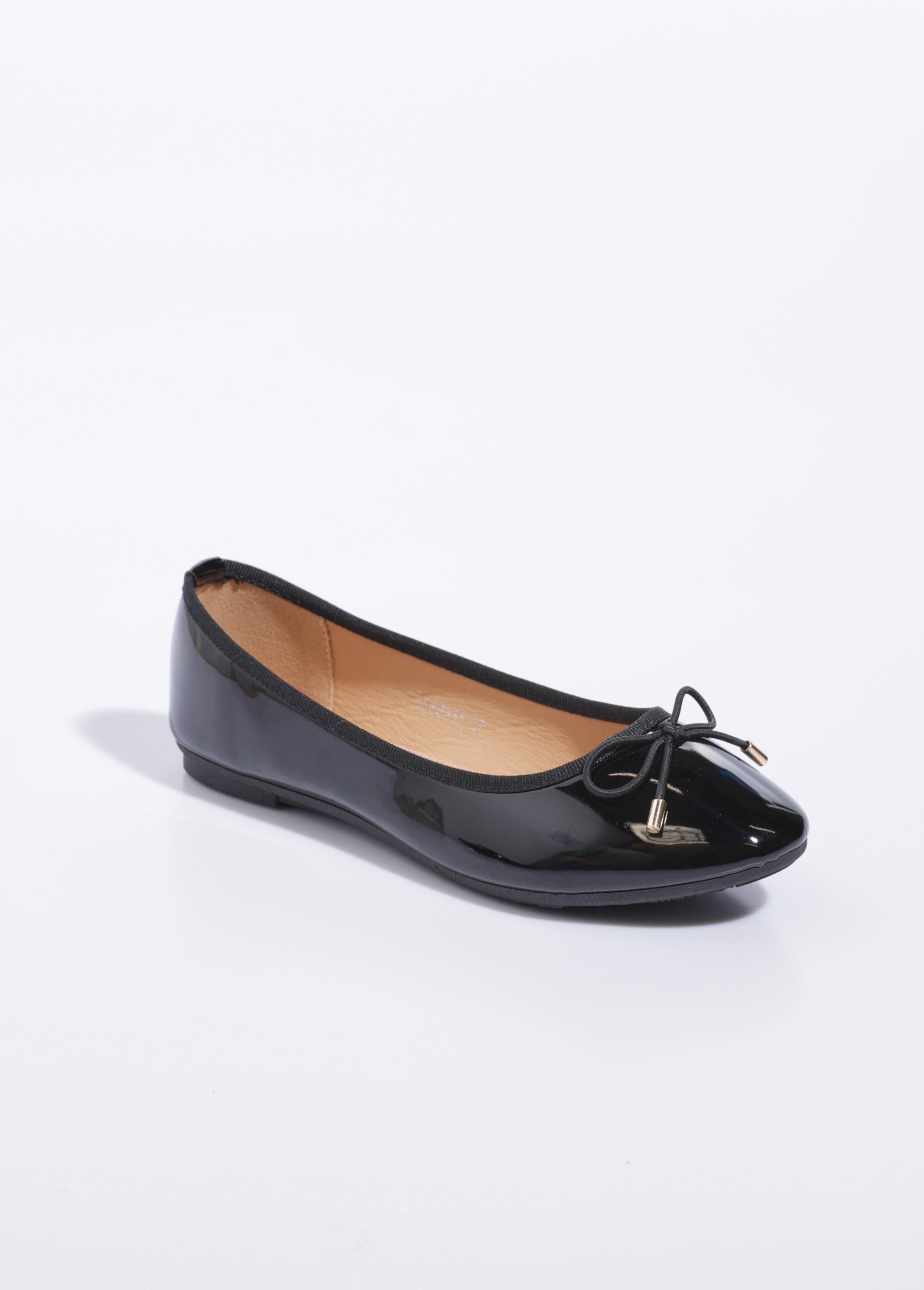 Ballerines plates vernies petit nœud Femme Noir LBS6185 FA1