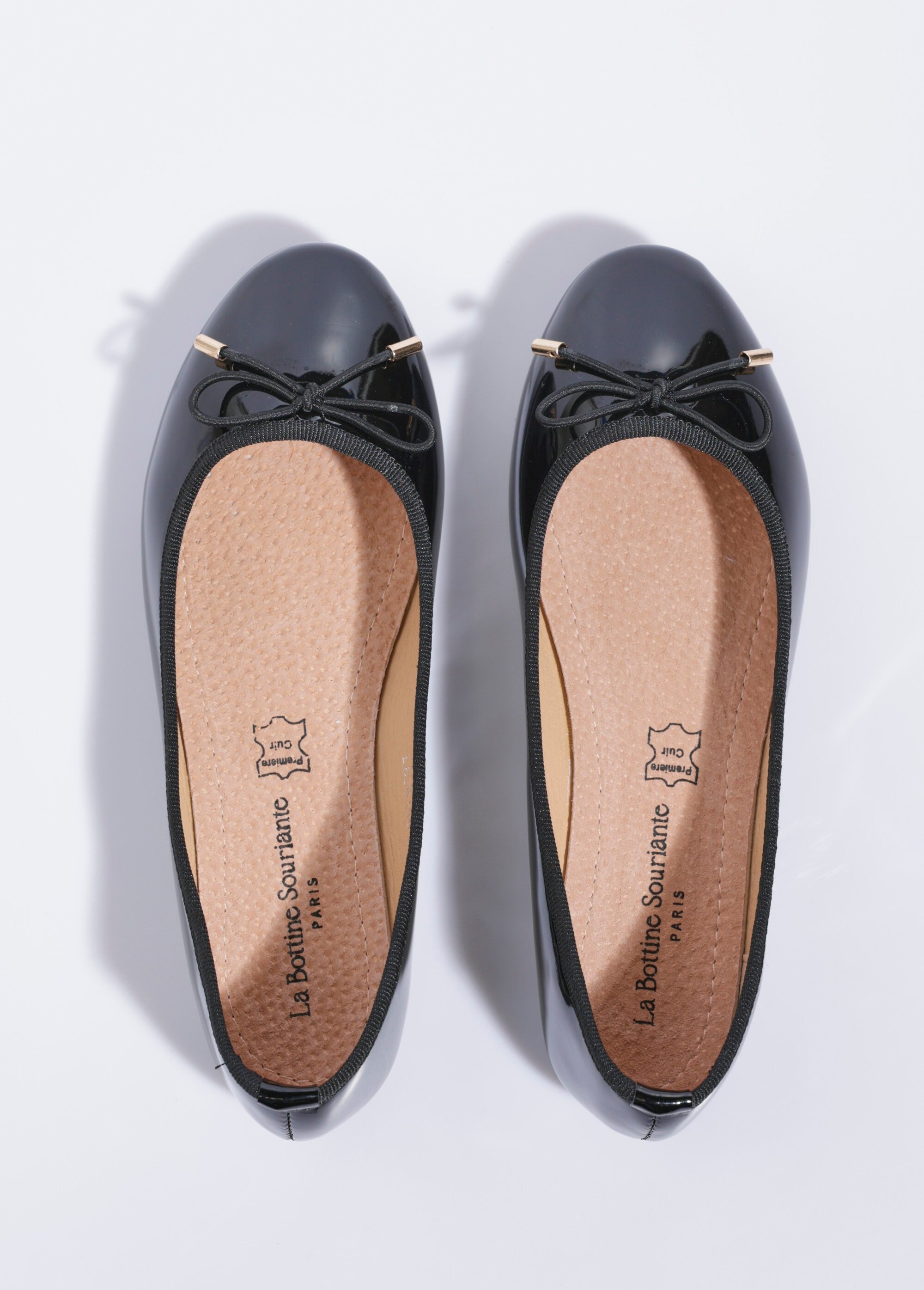 Ballerines plates vernies petit nœud Femme Noir LBS6185 OV1
