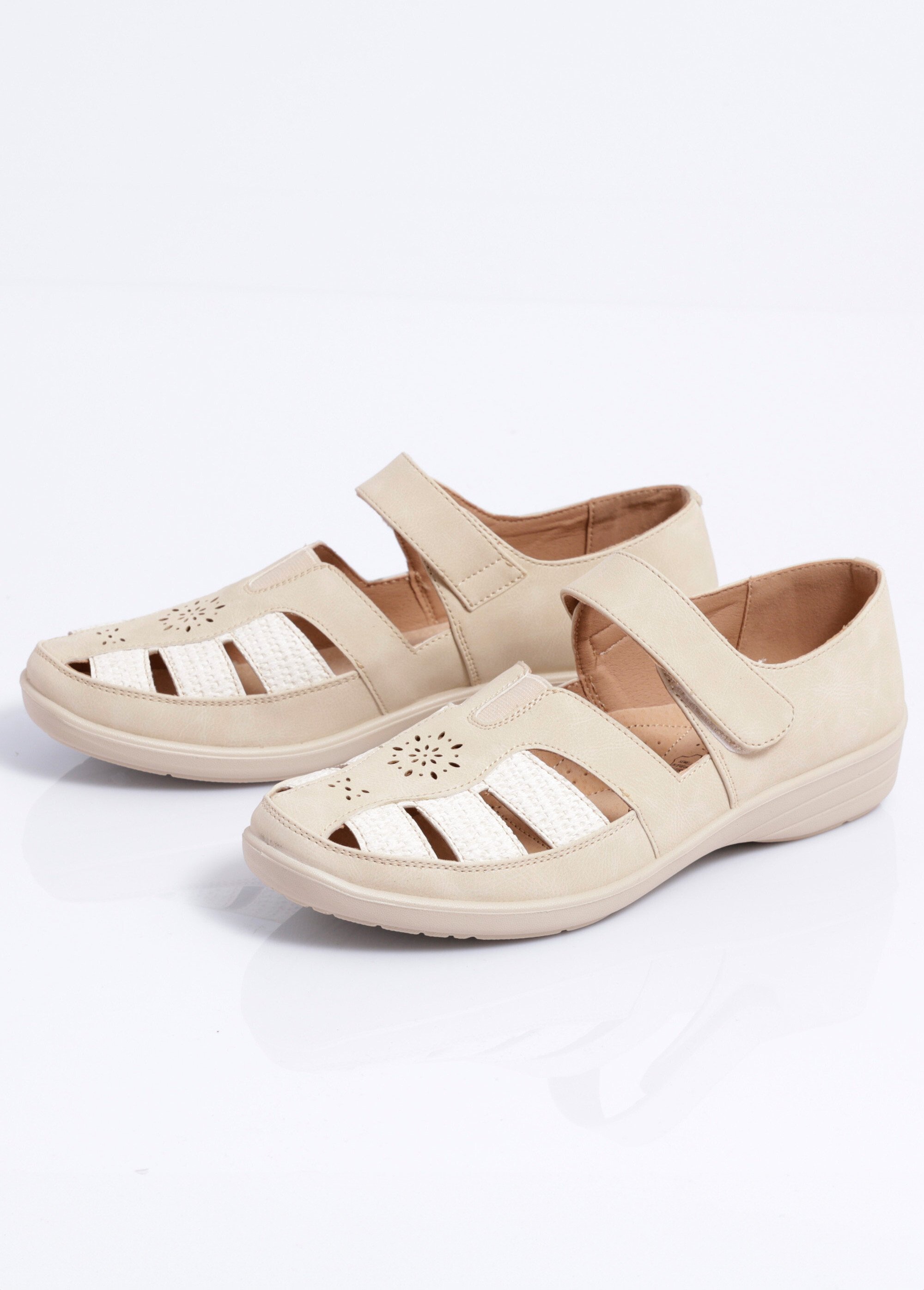 Ballerines salomés largeur confort scratchées Femme Beige OURGA DE1