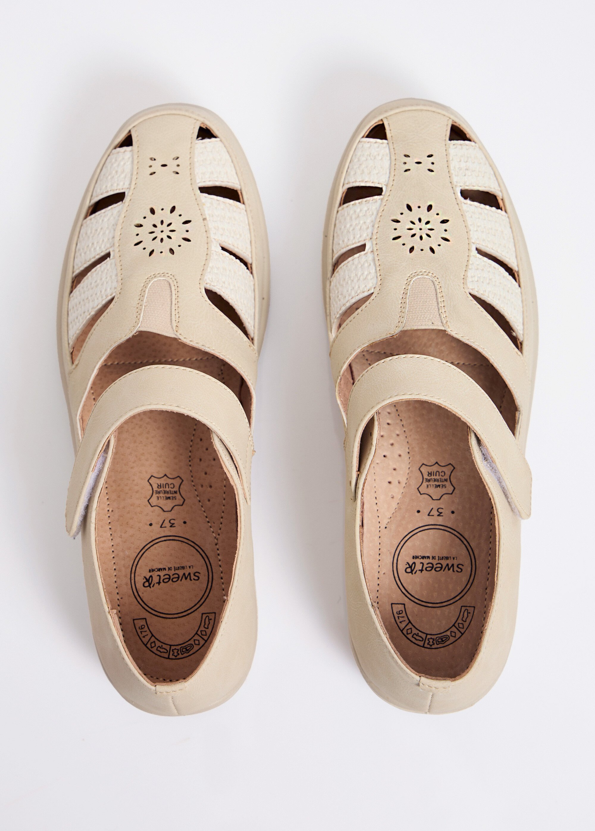 Ballerines salomés largeur confort scratchées Femme Beige OURGA OV1