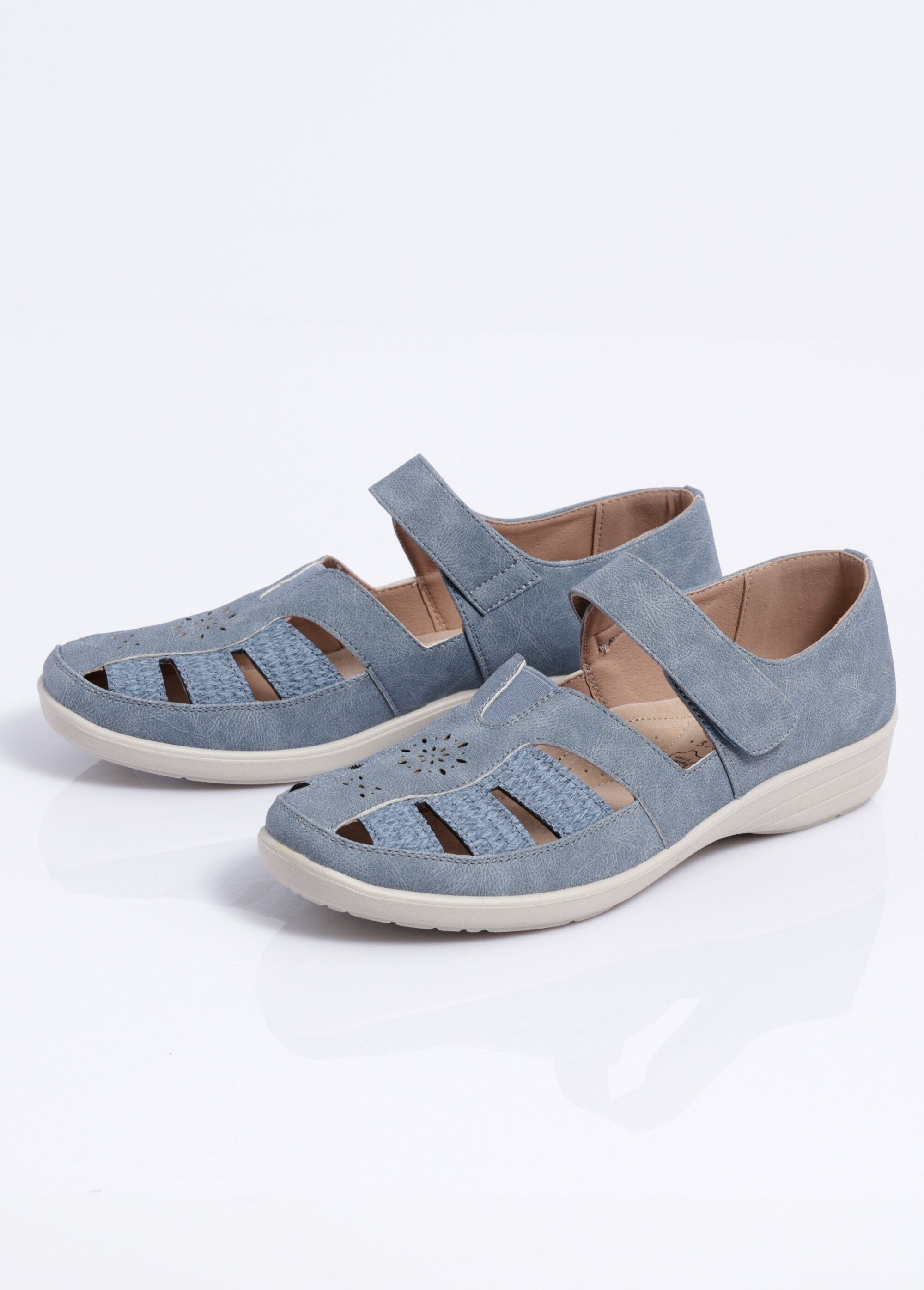 Ballerines salomés largeur confort scratchées Femme Bleu OURGA DE1