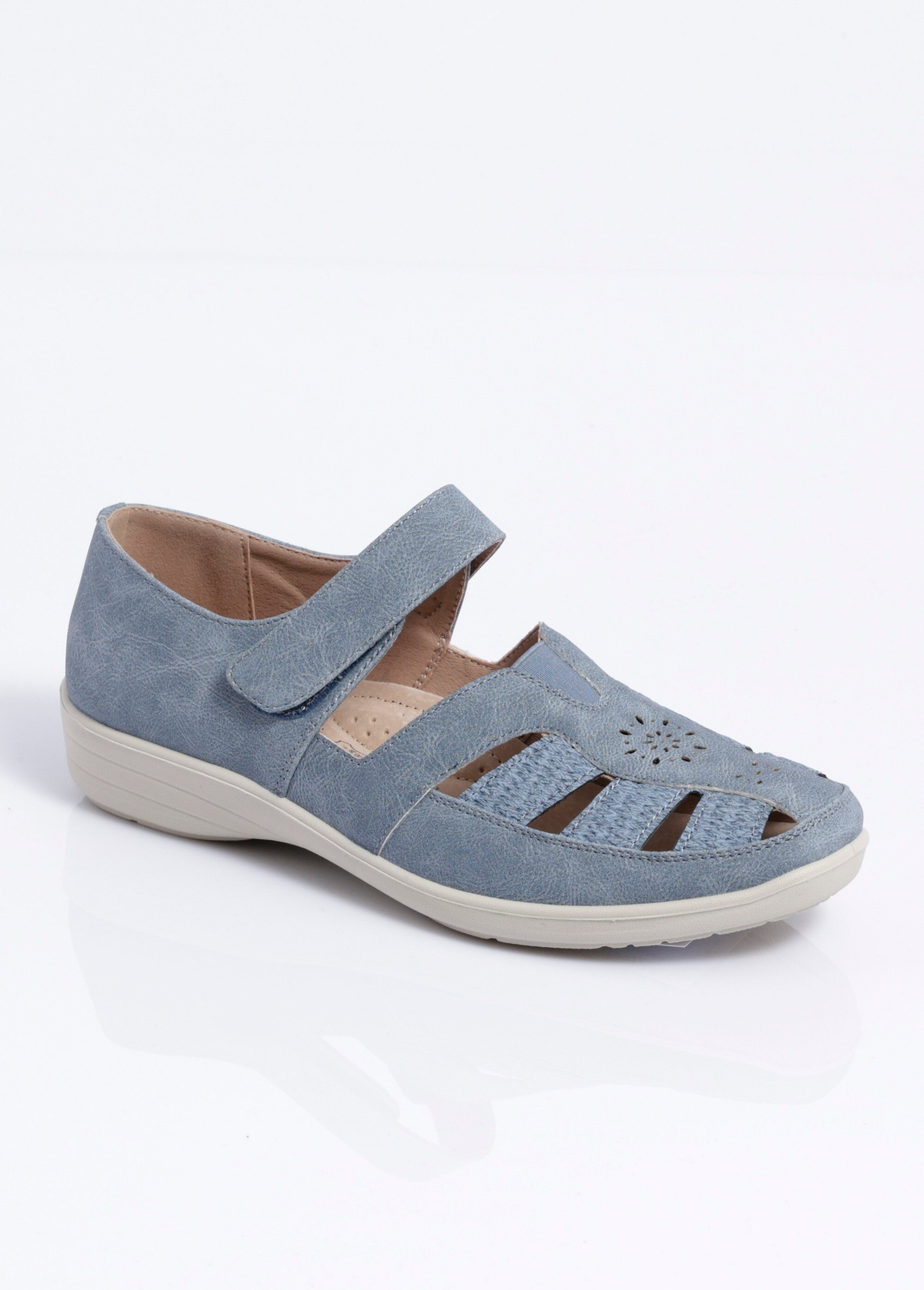 Ballerines salomés largeur confort scratchées Femme Bleu OURGA FA1