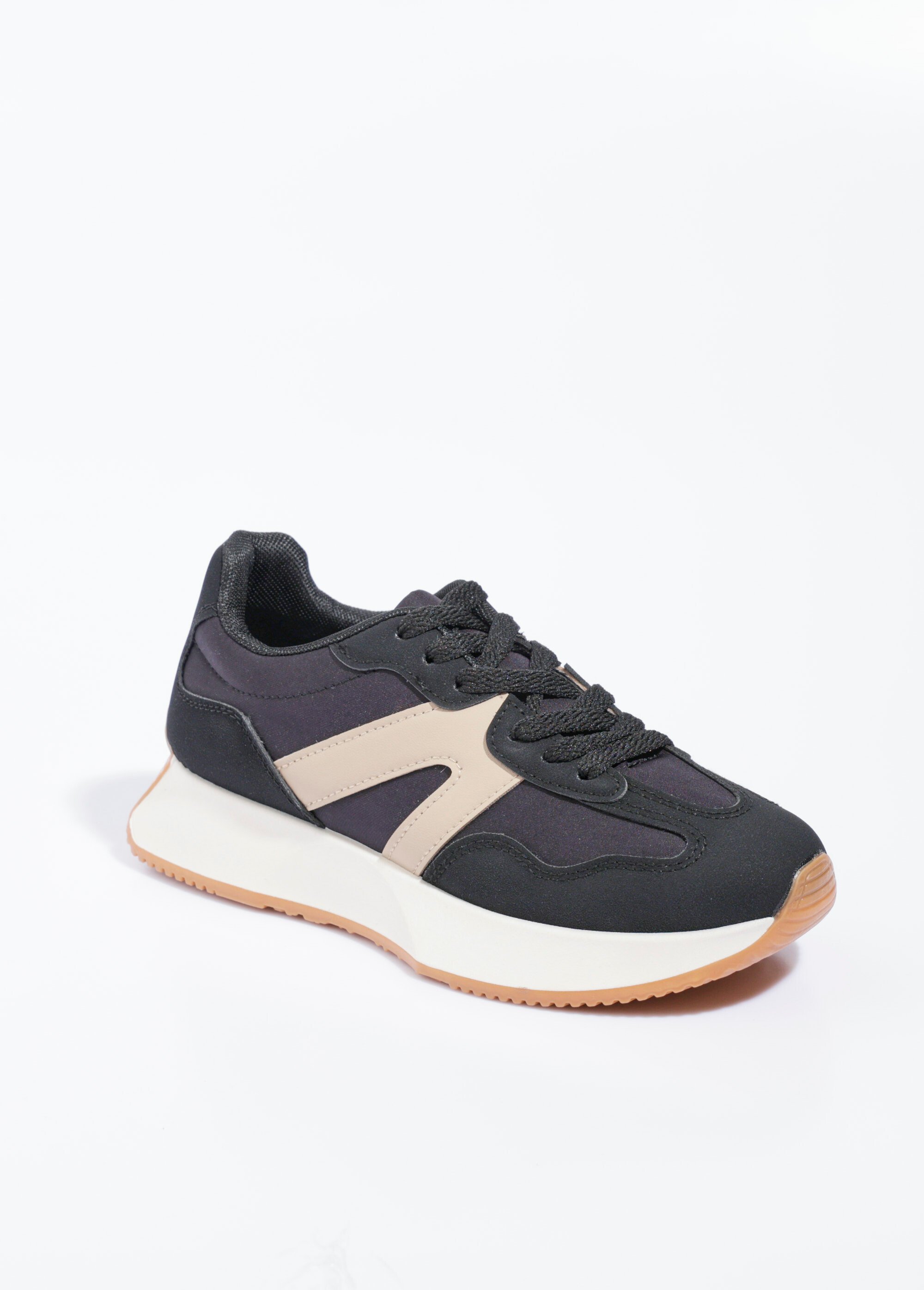 Baskets joggers à semelle compensée Femme Noir LBSDCX9692 FA1