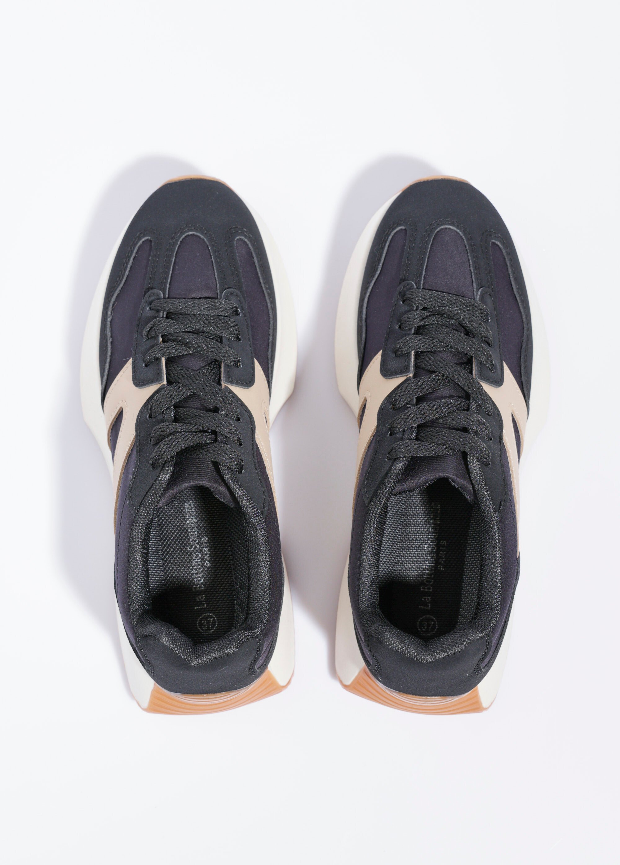 Baskets joggers à semelle compensée Femme Noir LBSDCX9692 OV1