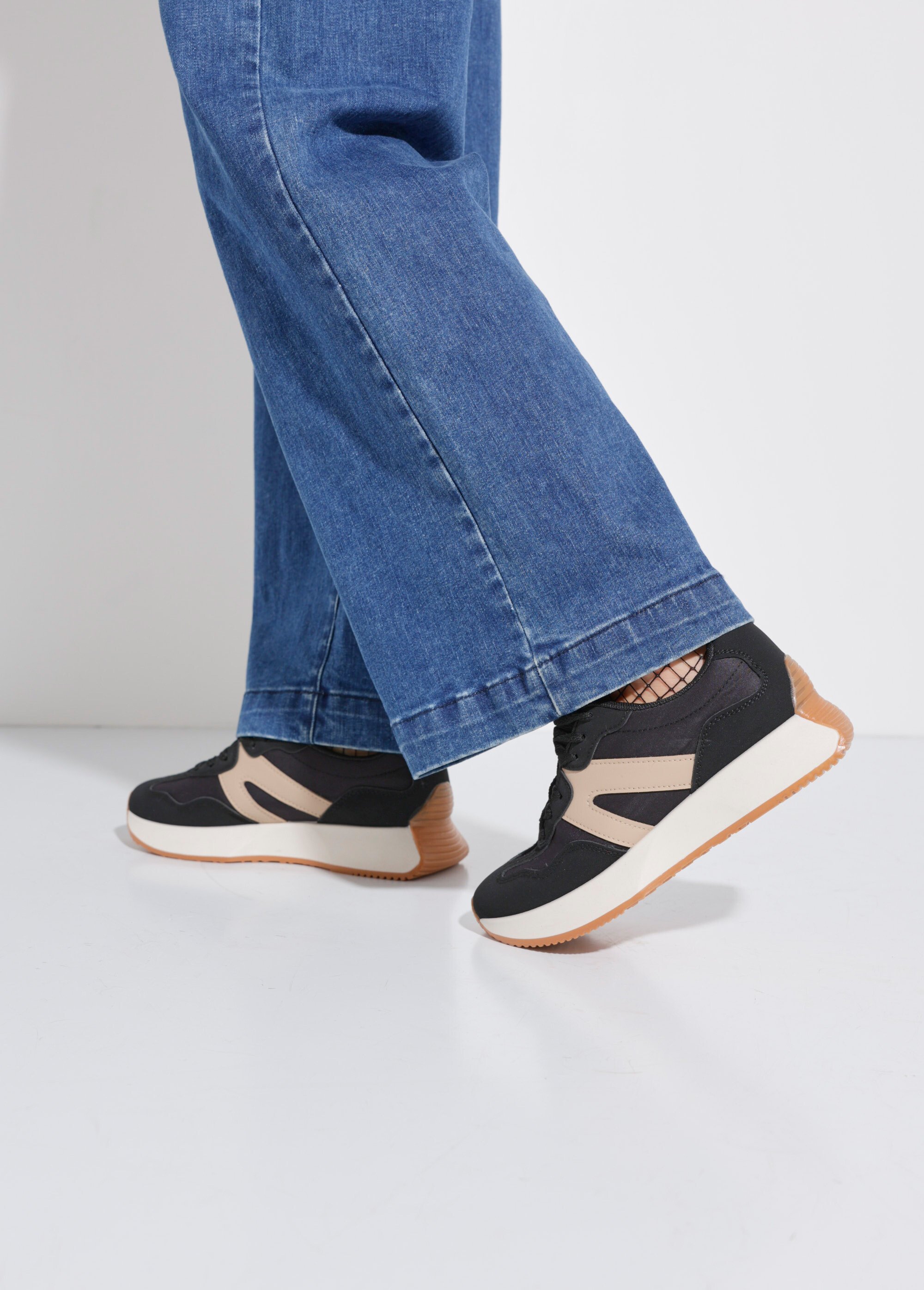 Baskets joggers à semelle compensée Femme Noir LBSDCX9692 SF1
