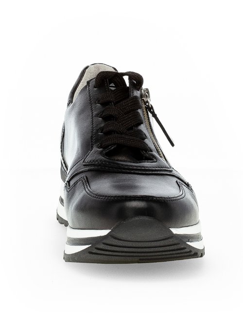 Baskets joggers compensées cuir lisse Femme Noir GAB-7652827 FA2