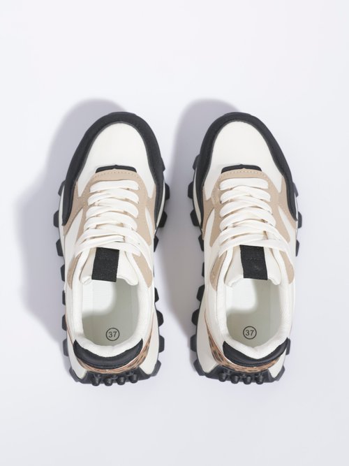 Baskets multimatières à semelle crantée Femme Noir LBSDKB8353 OV1