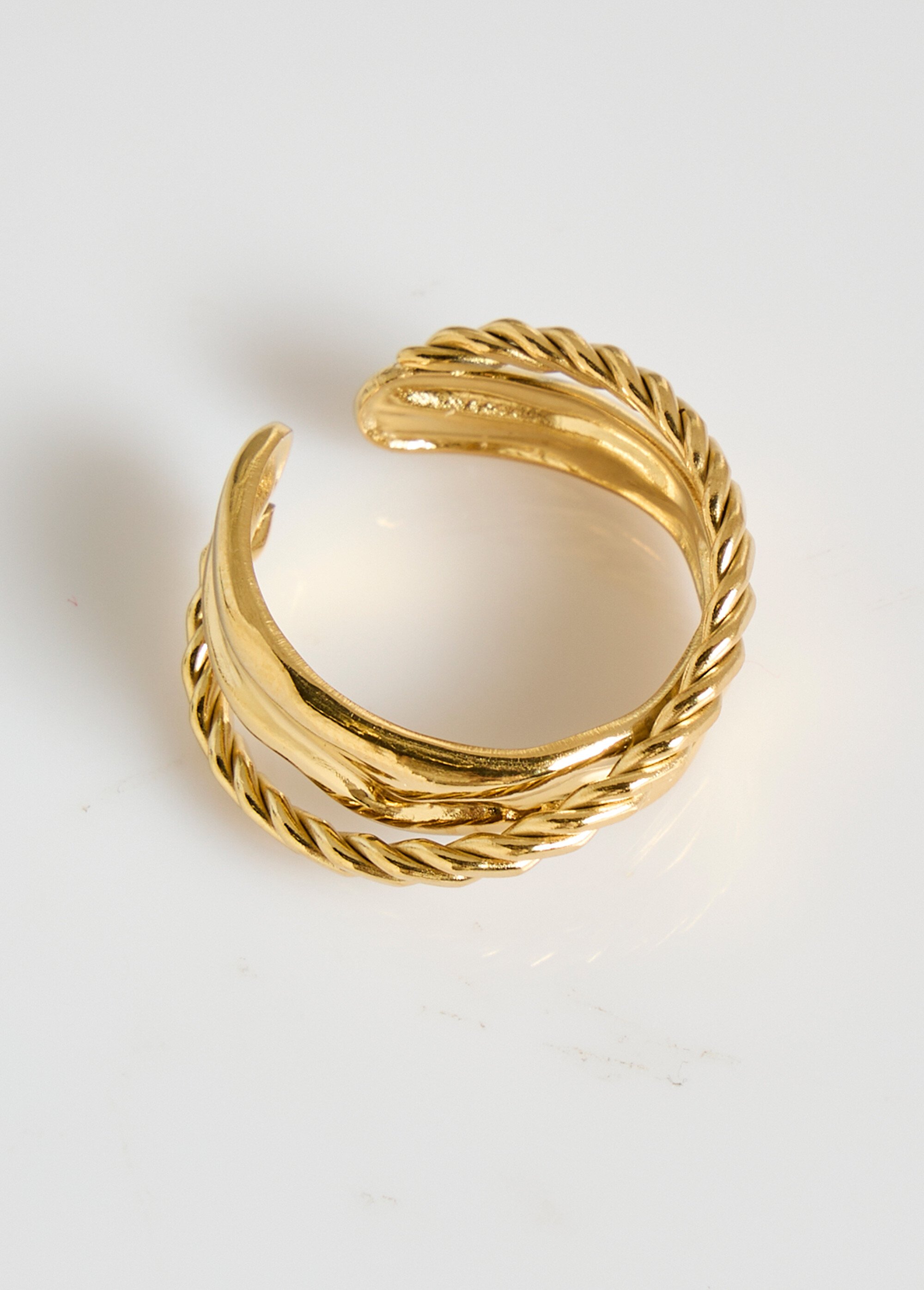 Jonc fantaisie double en acier inox Doré L14-353 DE1