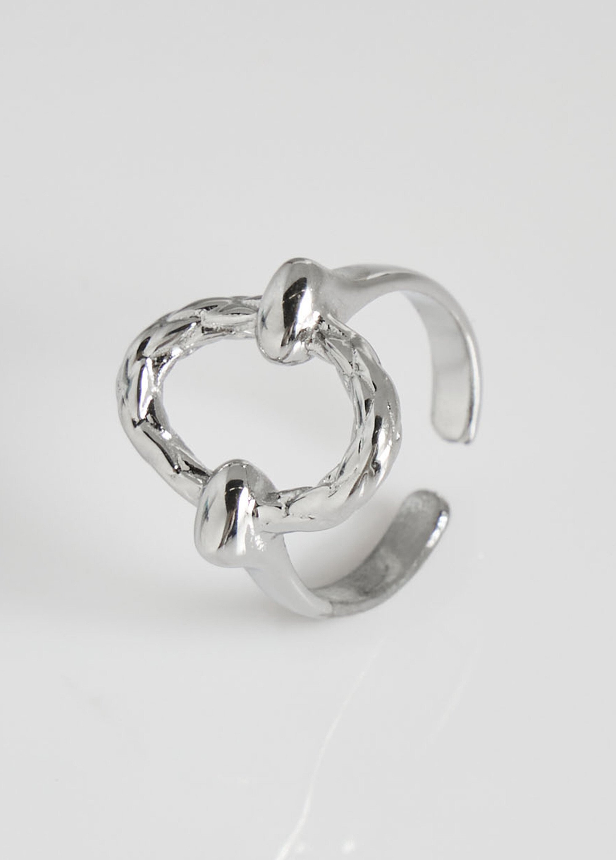 Bague acier inox avec anneau martelé