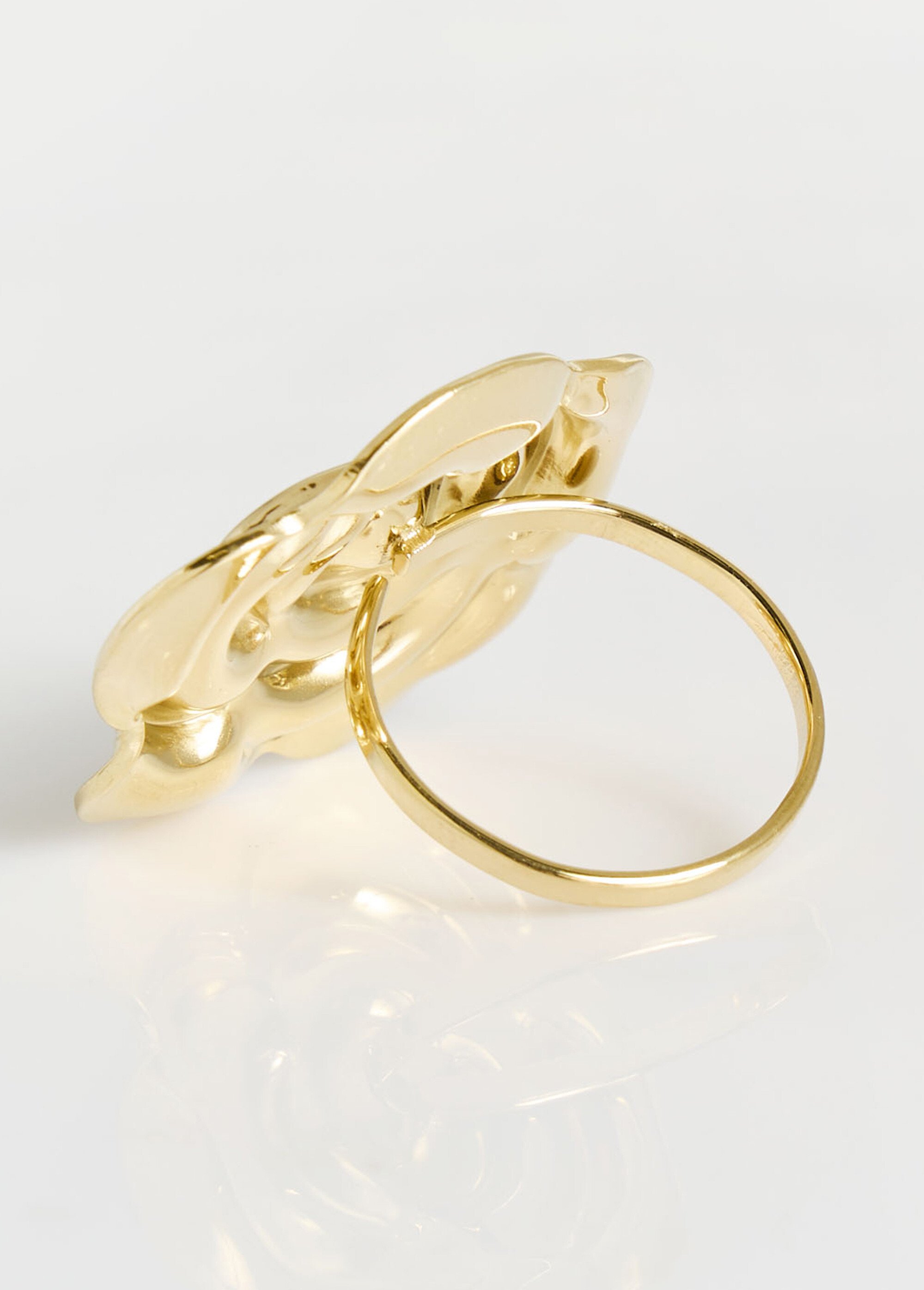 Bague motif fleur en acier inox Doré L08-818 DE1