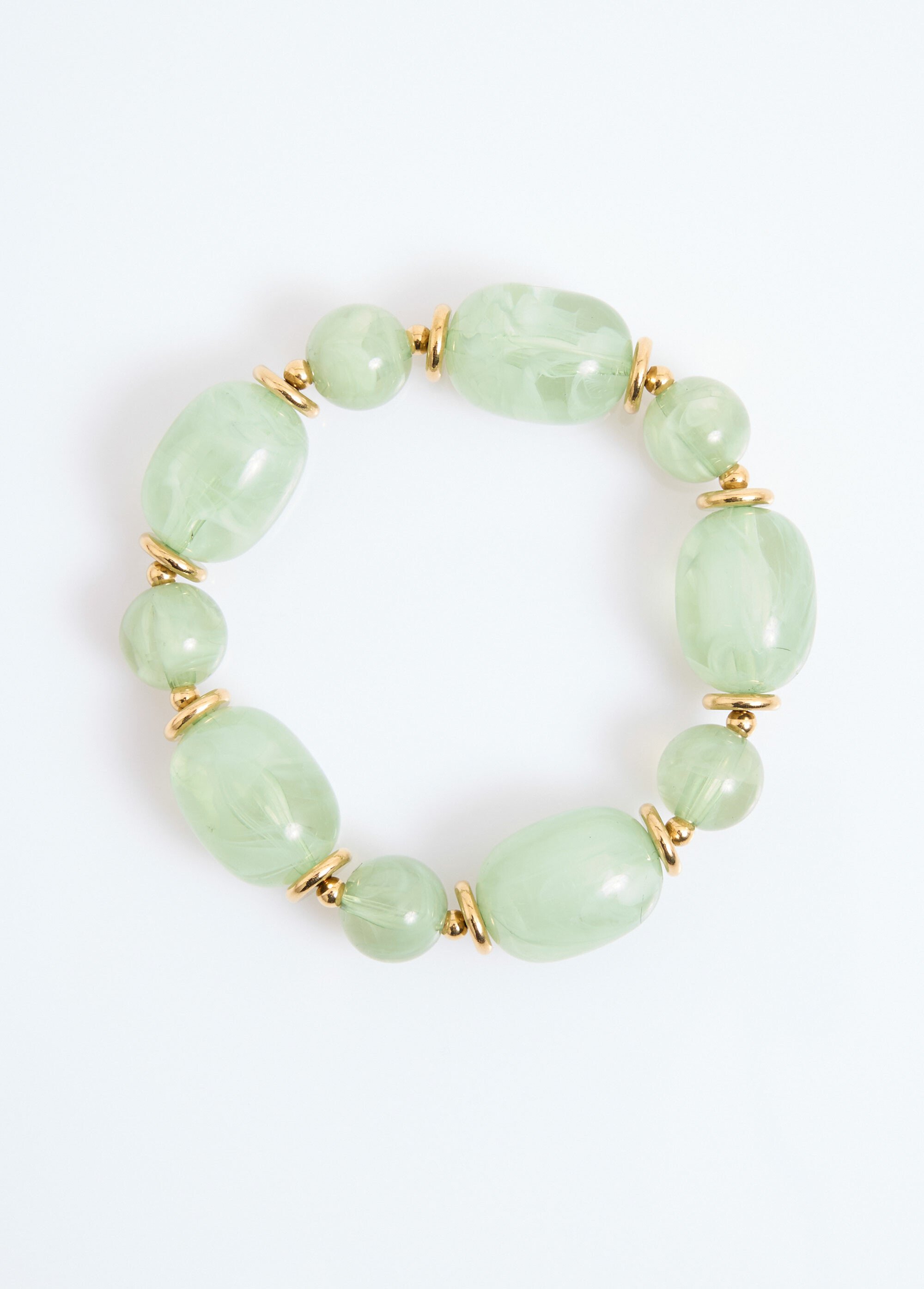 Bracelet perles ovales, résine et métal