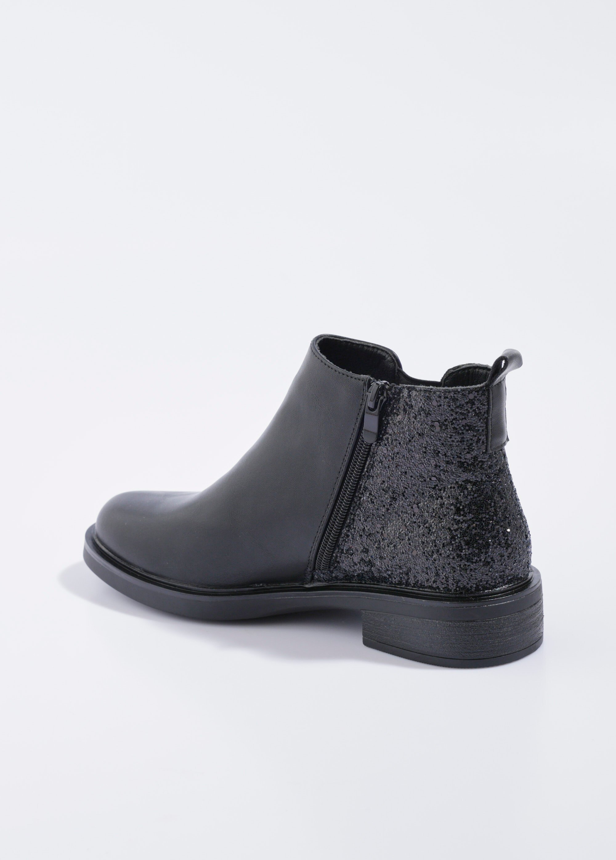Boots Chelsea, détail paillettes talon Femme Noir LBSDQY8271 DO1