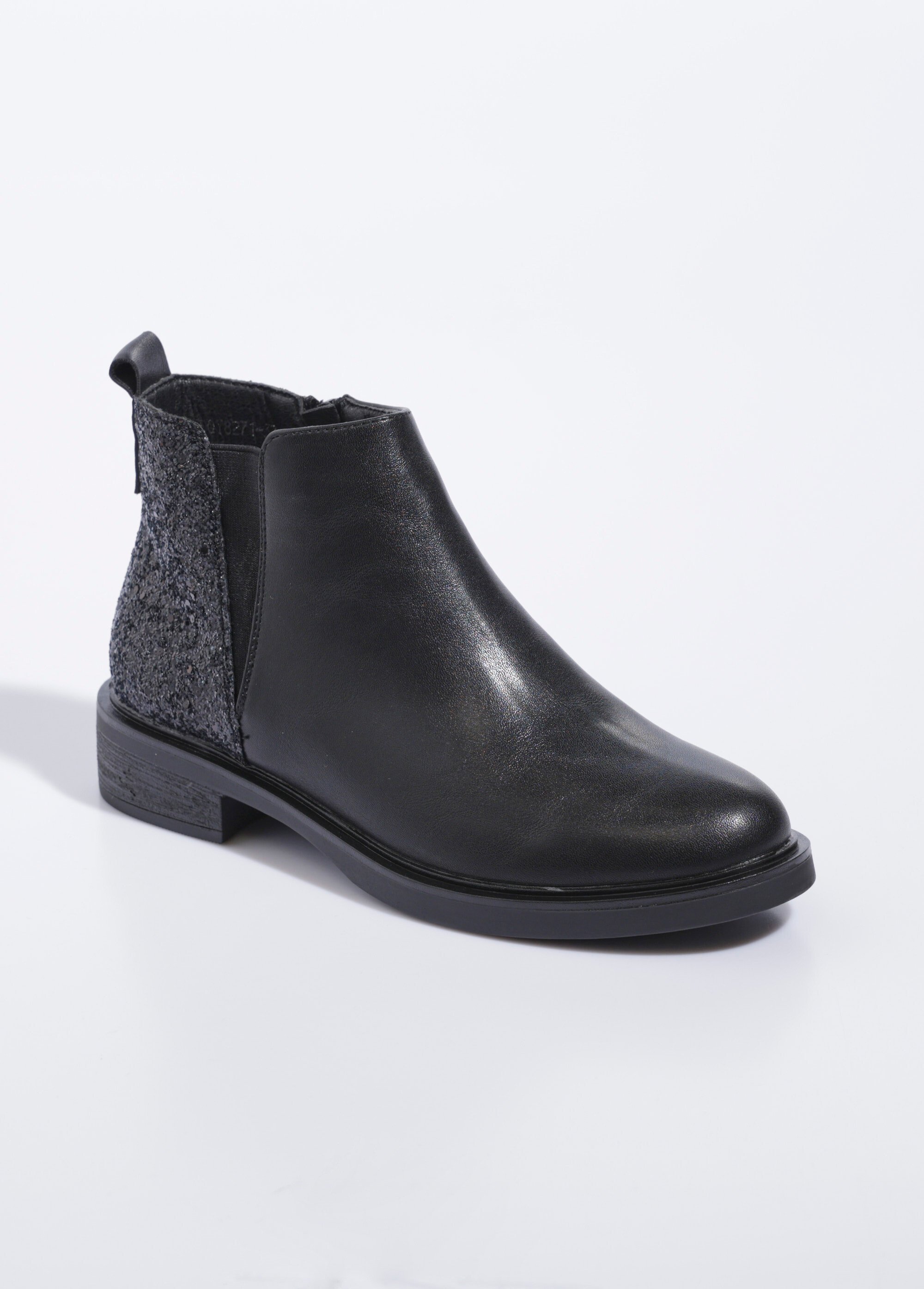 Boots Chelsea, détail paillettes talon Femme Noir LBSDQY8271 FA1
