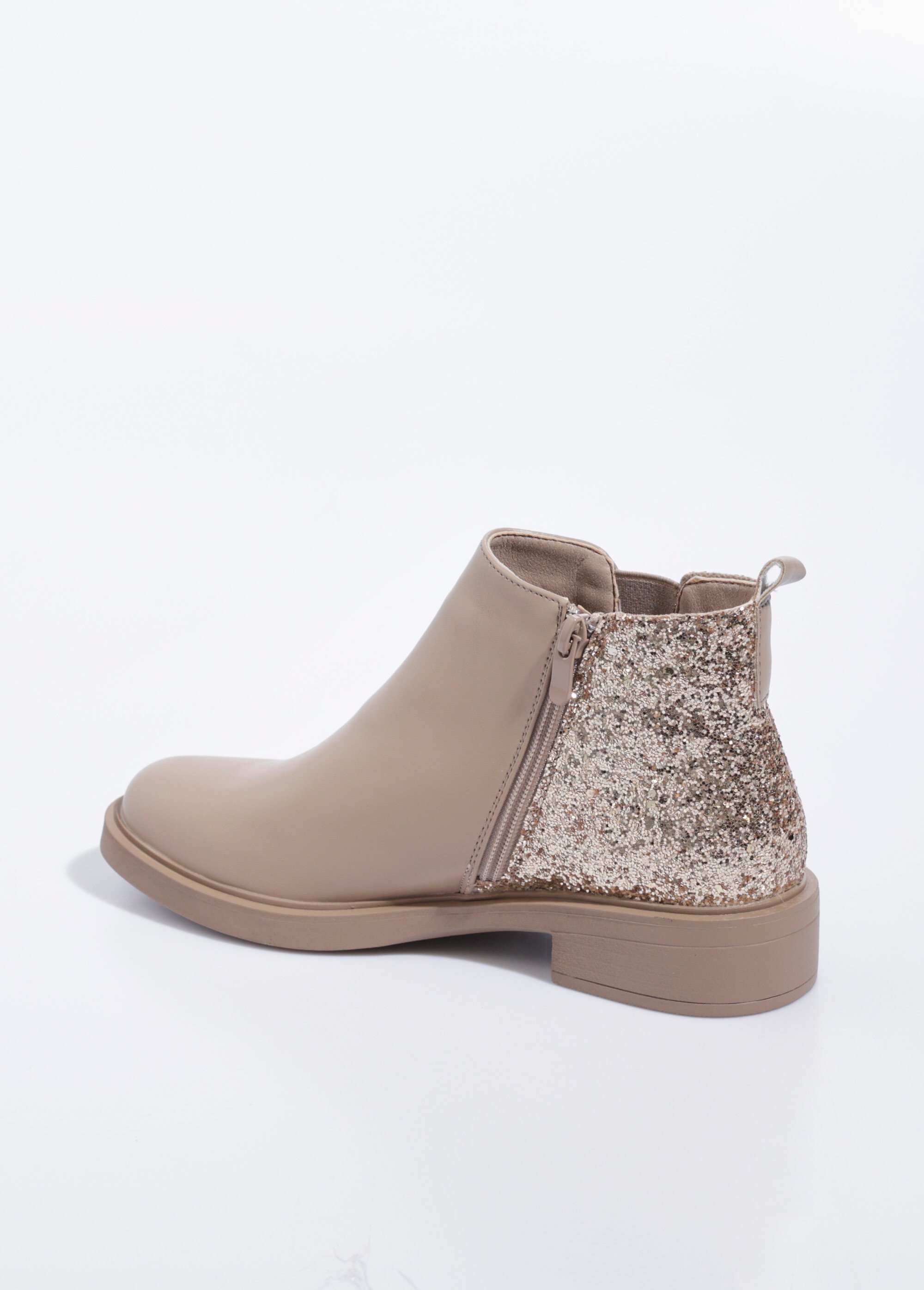 Boots Chelsea, détail paillettes talon Femme Beige LBSDQY8271 DO1