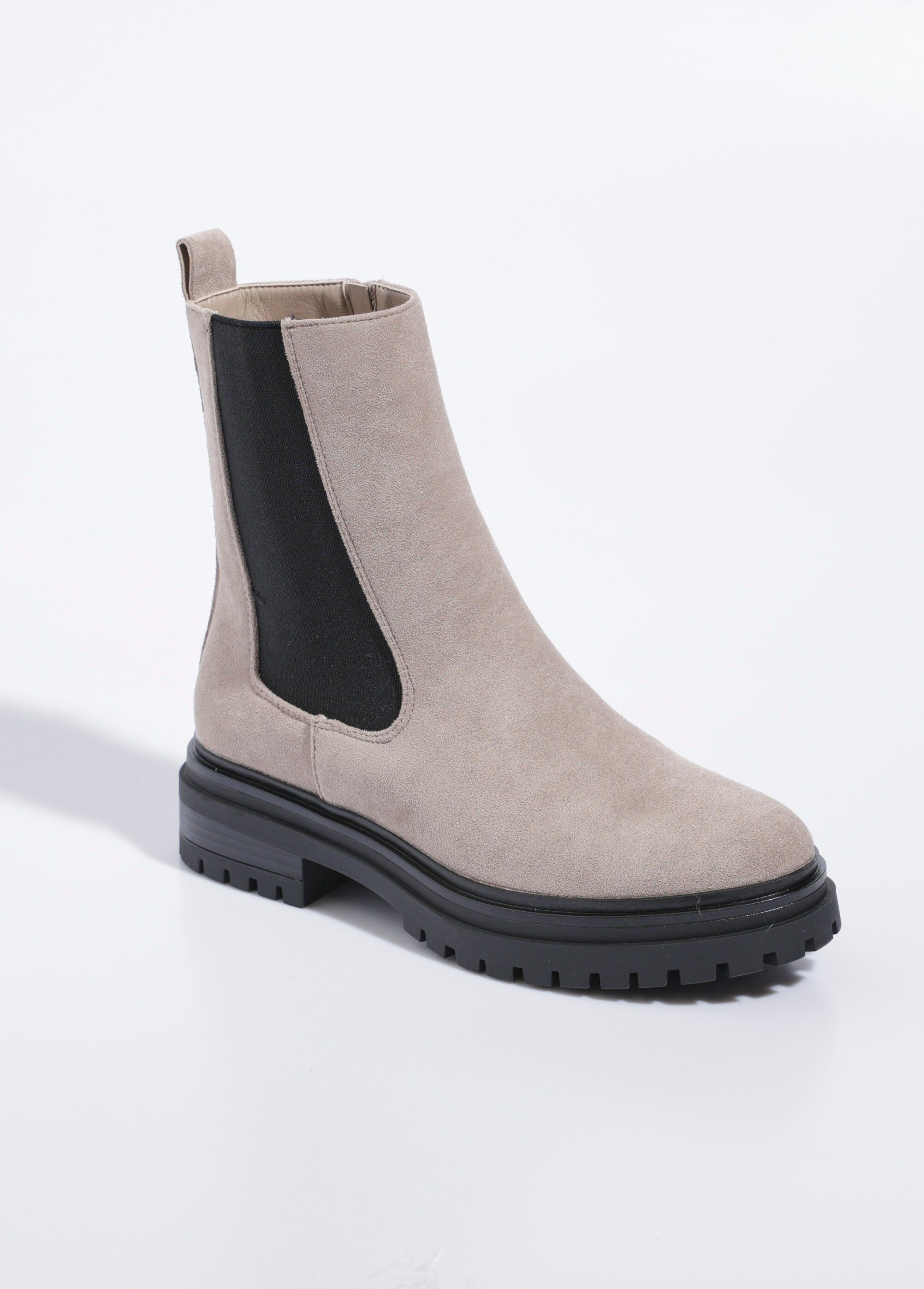 Boots Chelsea hautes semelle crantée Femme Beige LBSDQY9103 FA1