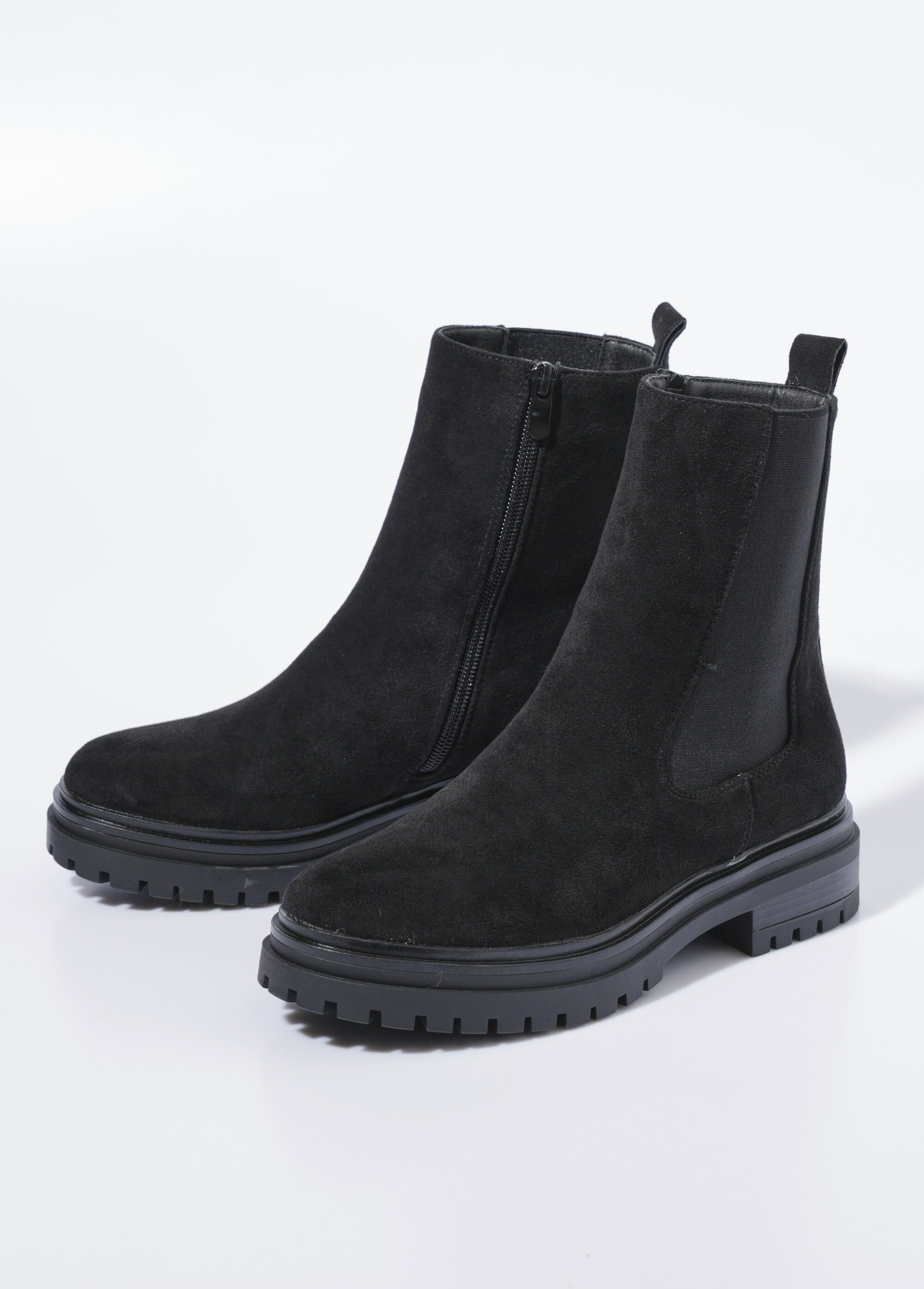 Boots Chelsea hautes semelle crantée Femme Noir LBSDQY9103 DE1