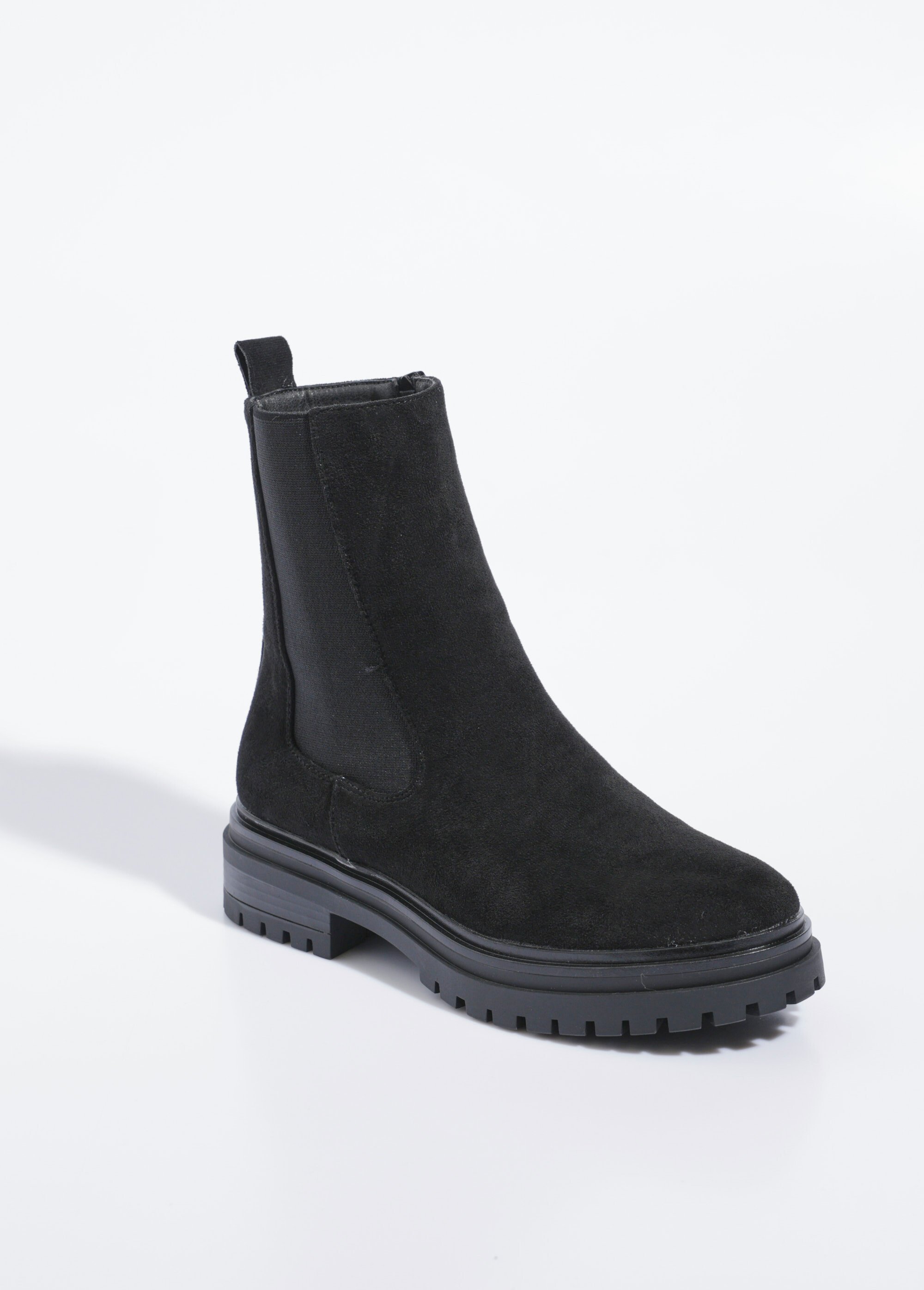 Boots Chelsea hautes semelle crantée Femme Noir LBSDQY9103 FA1