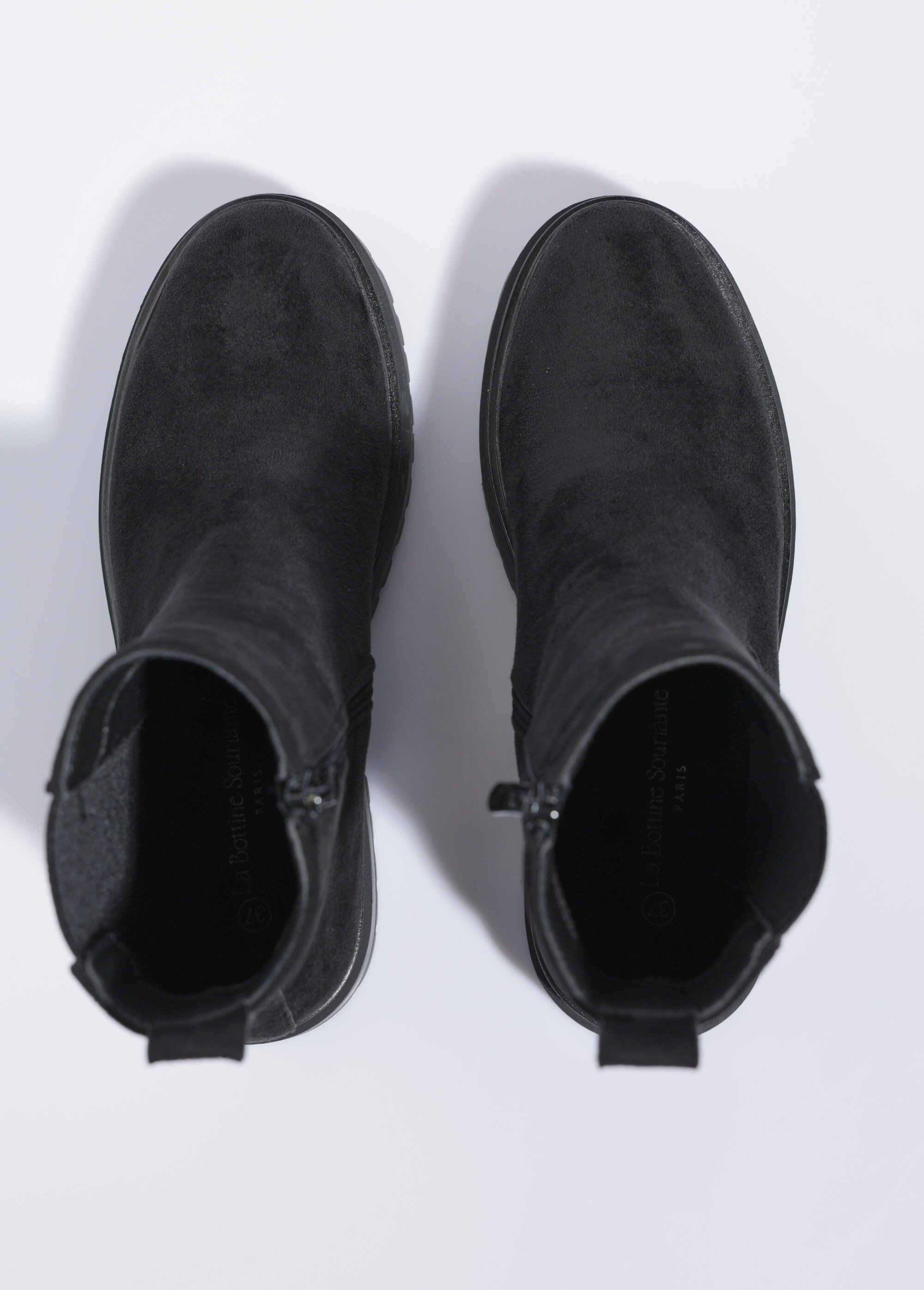 Boots Chelsea hautes semelle crantée Femme Noir LBSDQY9103 OV1