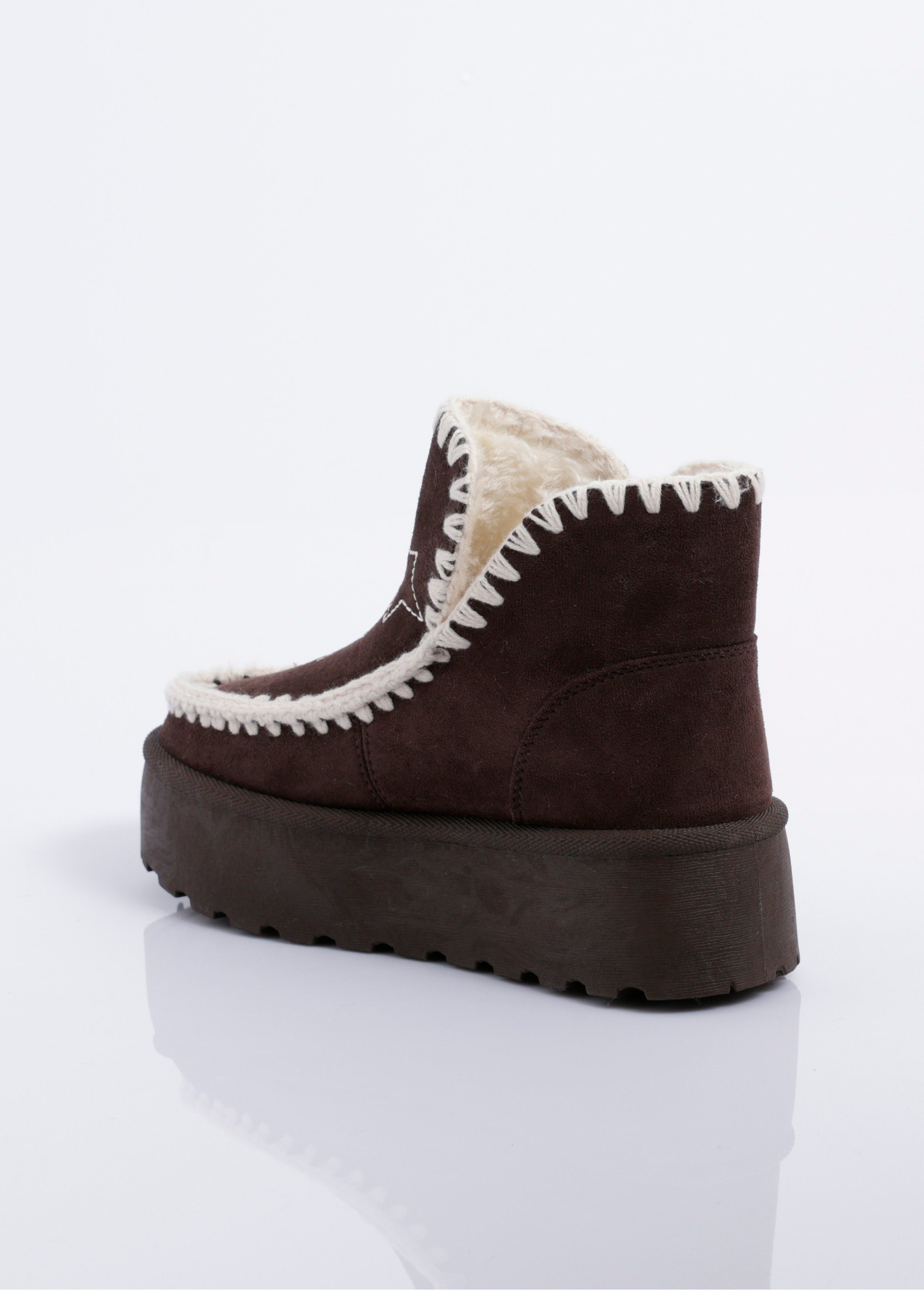 Boots ethniques compensées et fourrées Femme Marron COVLT33-47 DO1