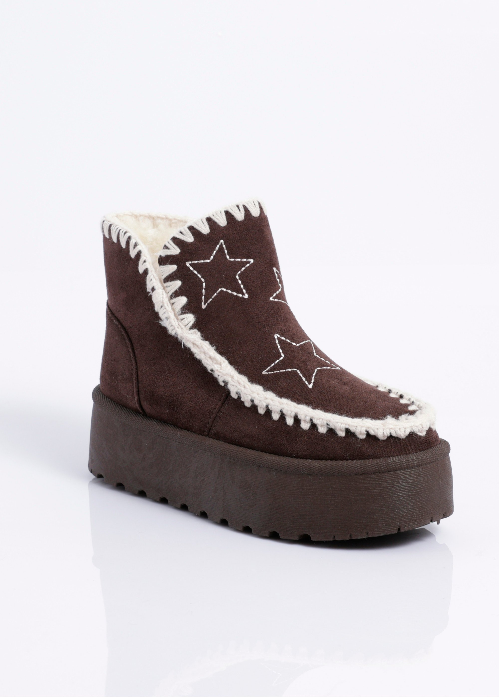 Boots ethniques compensées et fourrées Femme Marron COVLT33-47 FA1