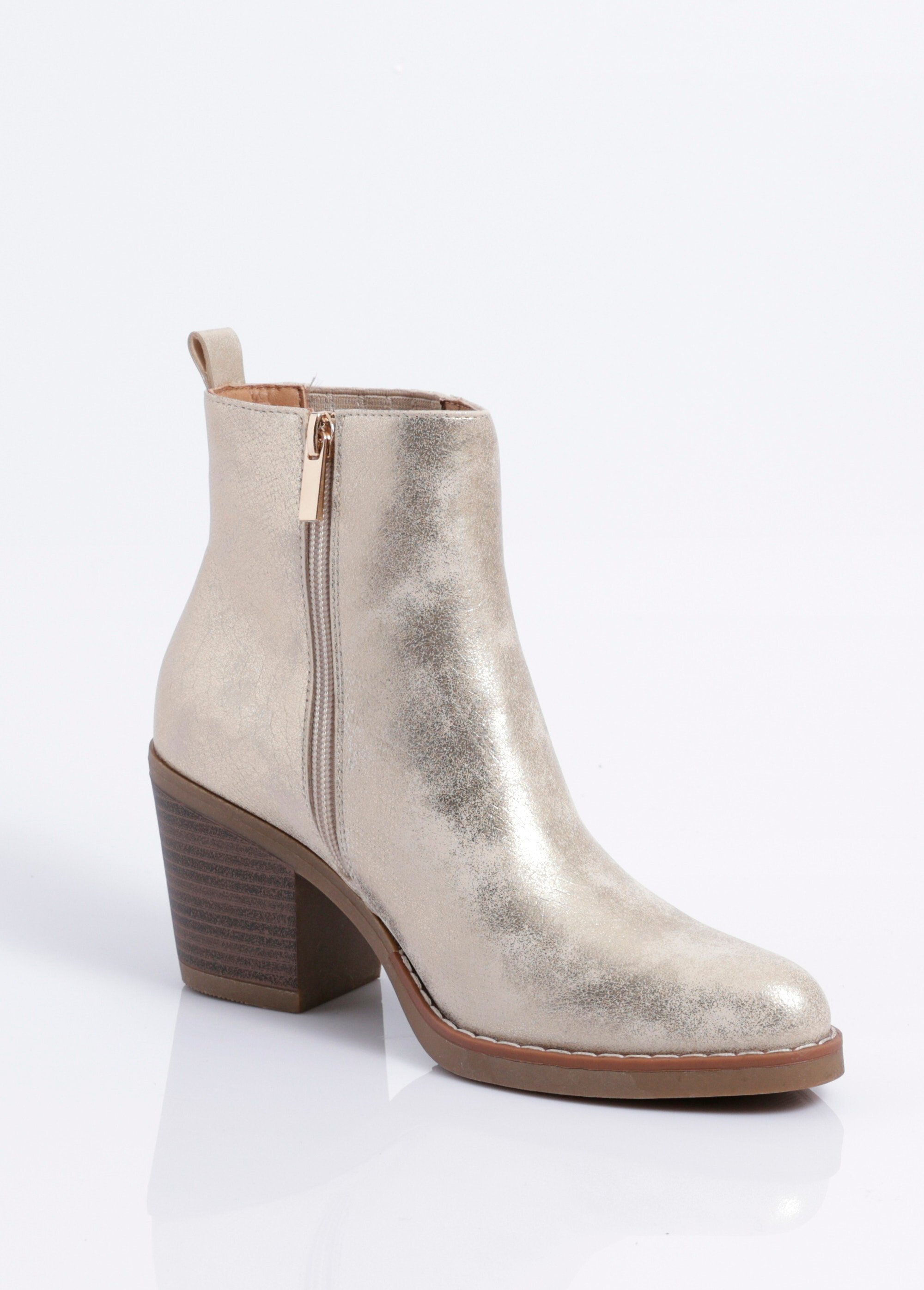 Boots métallisées à talon thème western Femme Doré COVXY78-13 DE1