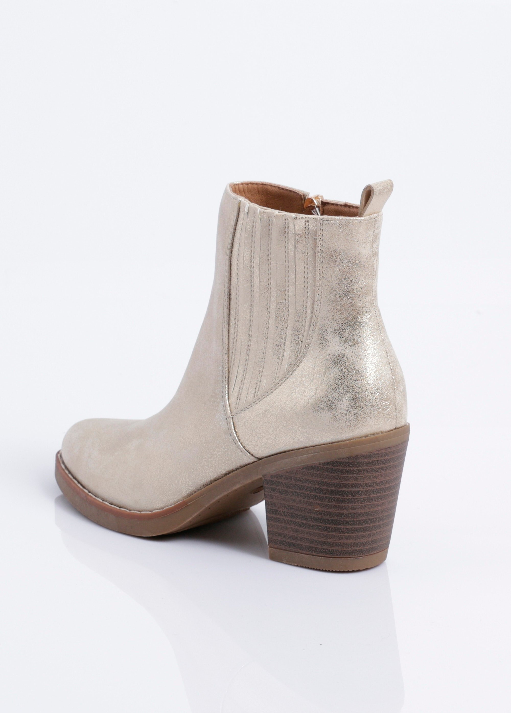 Boots métallisées à talon thème western Femme Doré COVXY78-13 DO1