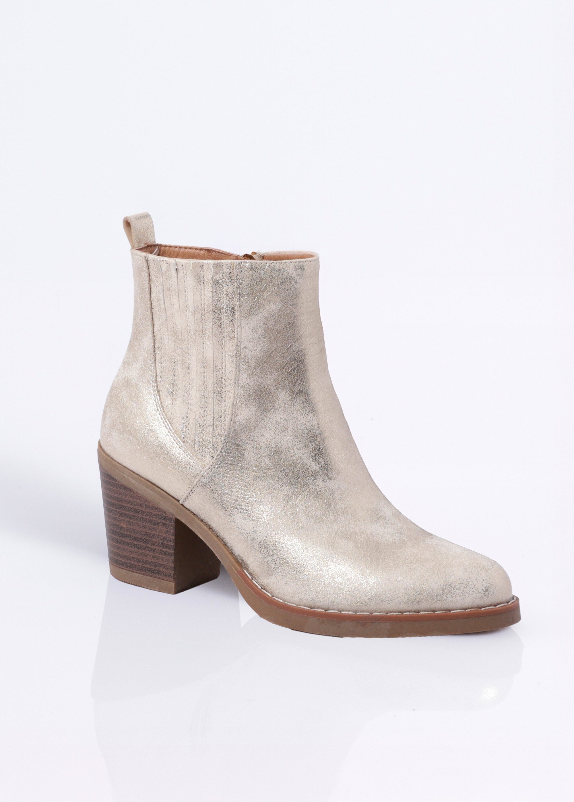 Boots métallisées à talon thème western Femme Doré COVXY78-13 FA1